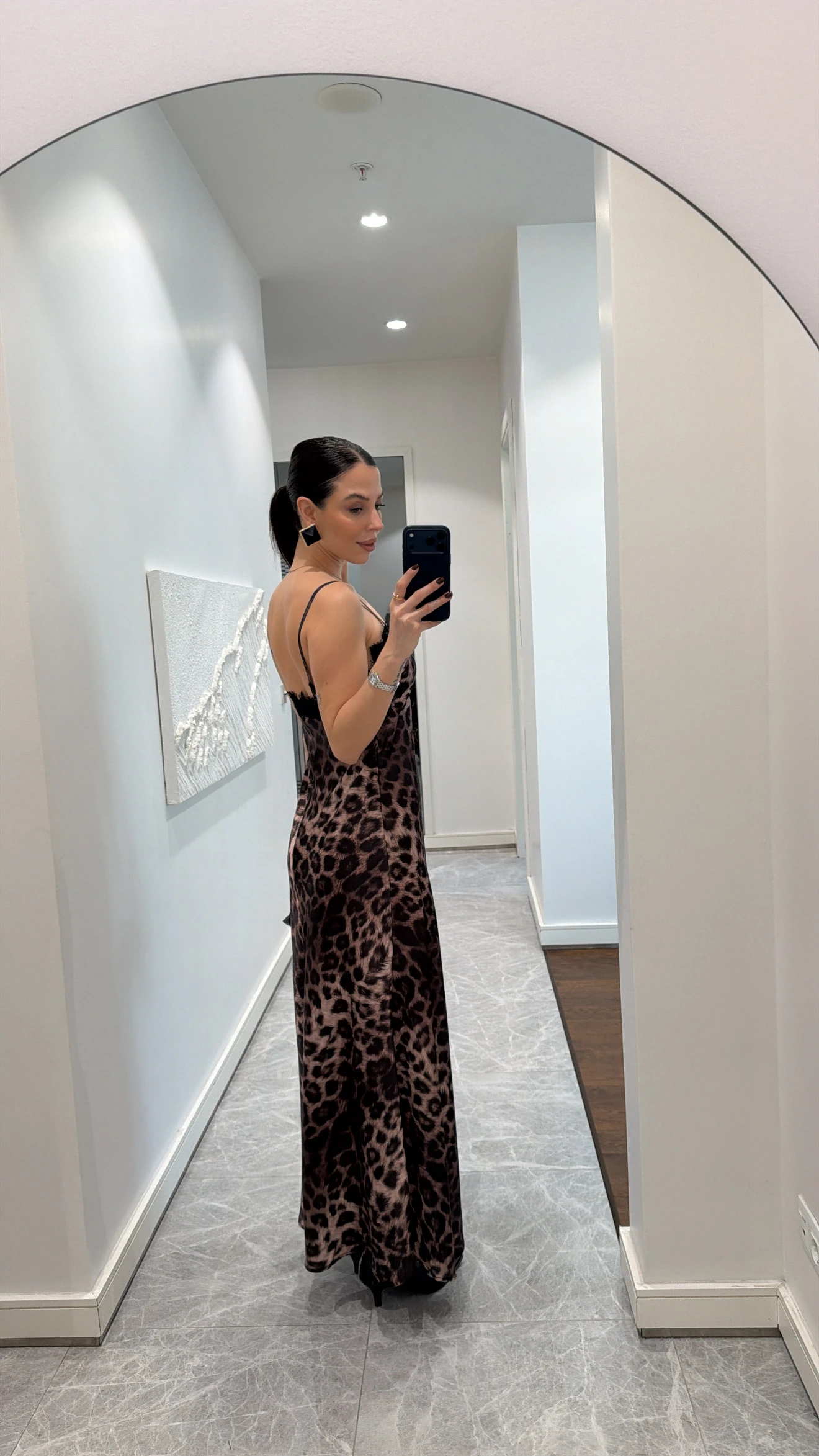 LEOPAR DESEN UZUN ELBİSE 