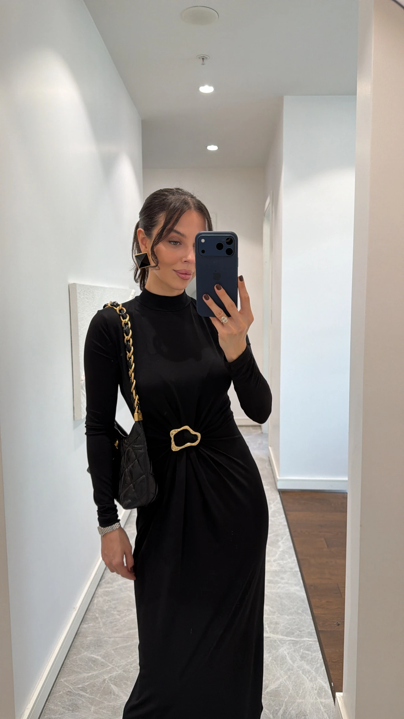 GOLD TOKALI MİDİ ELBİSE 