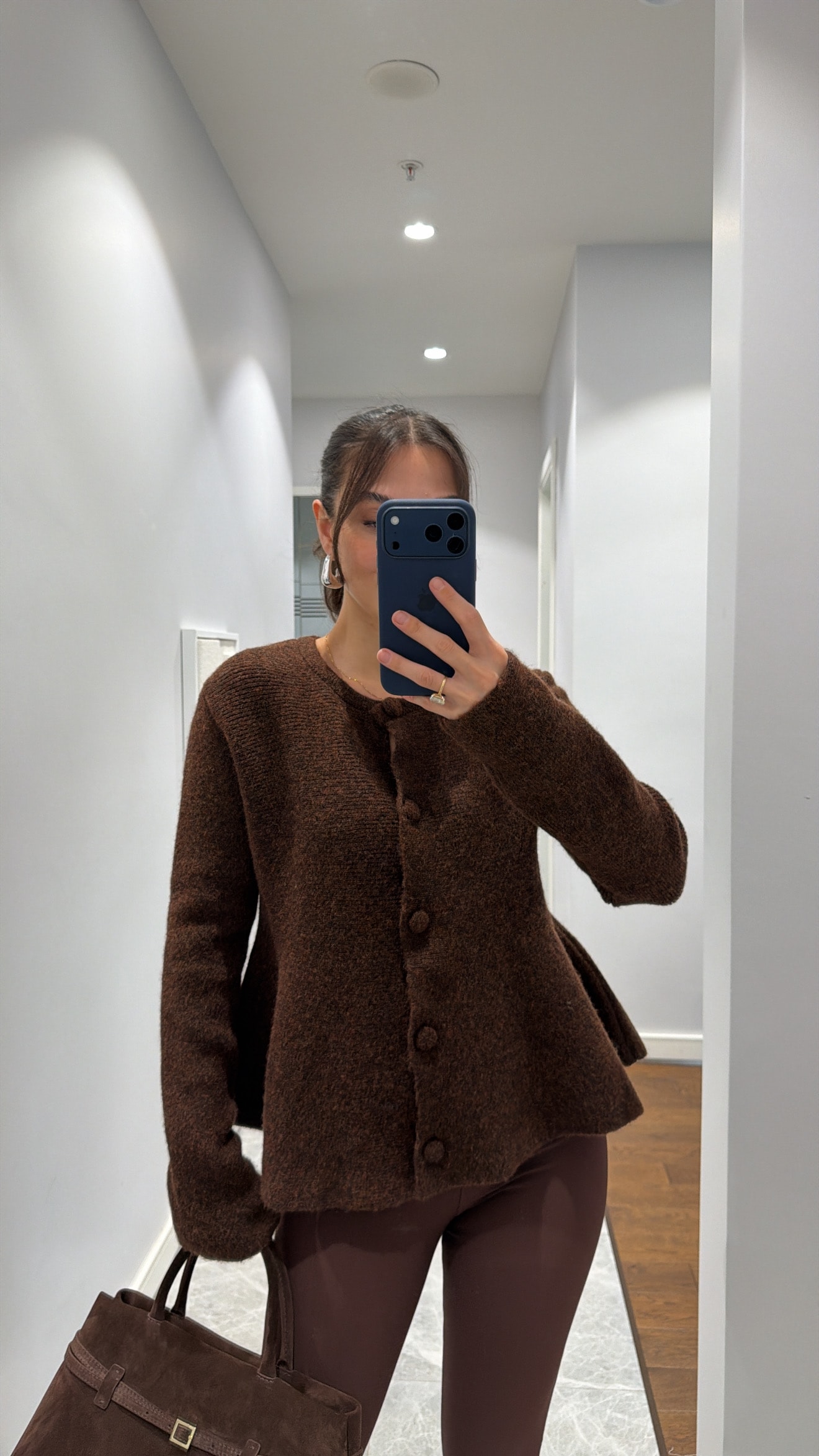 PEPLUM YUMUŞAK DOKULU TRİKO HIRKA - KAHVE
