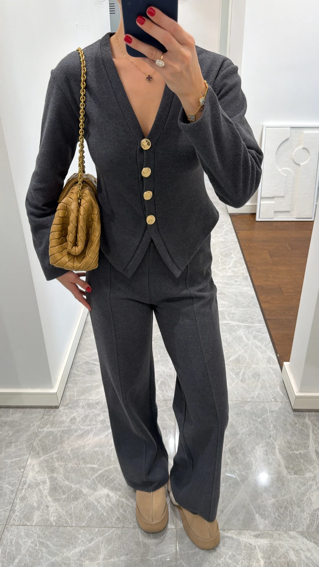 GOLD BUTTON DETAILED TROUSER SET