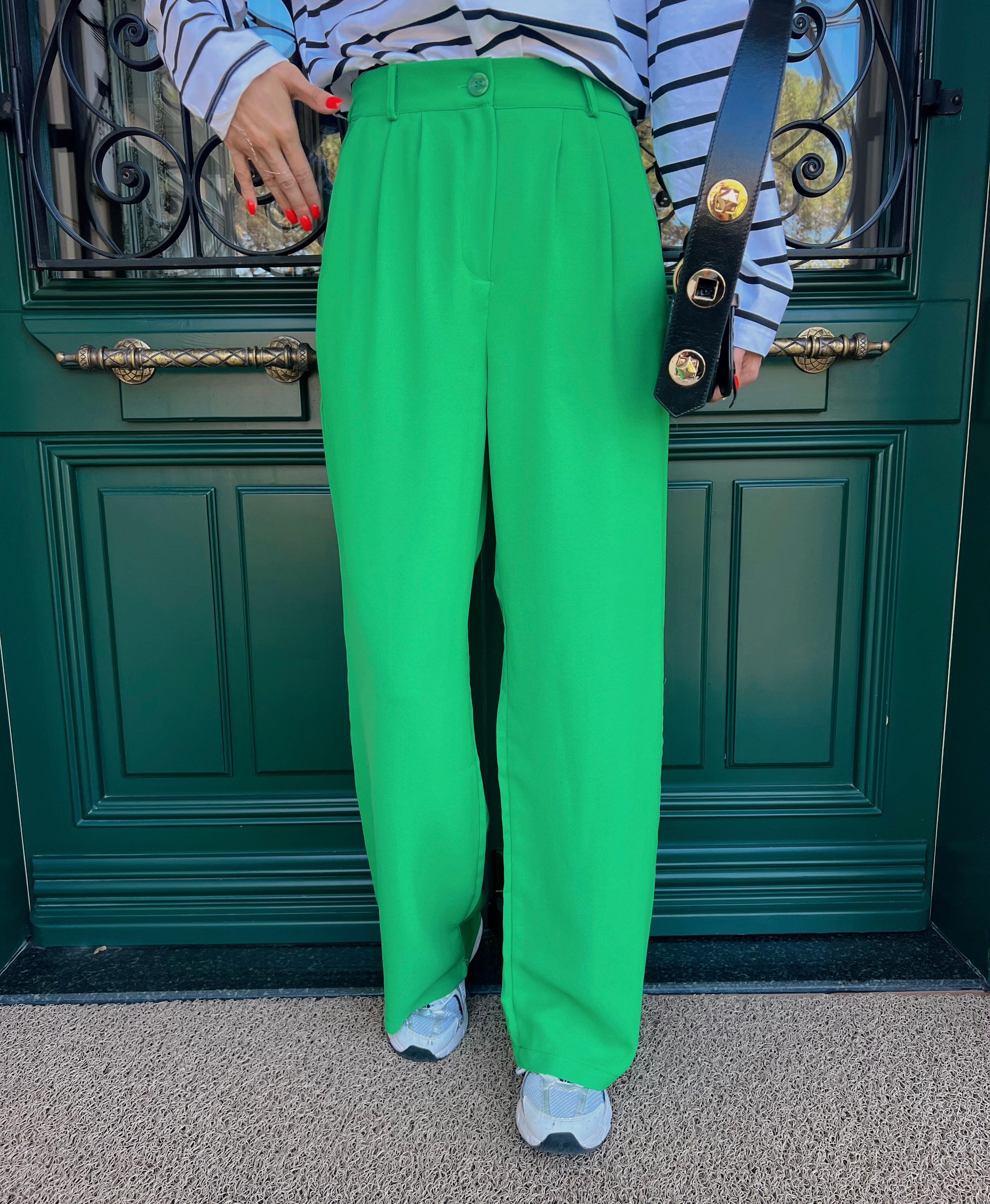 Benetton yeşili crep kumaş palazzo