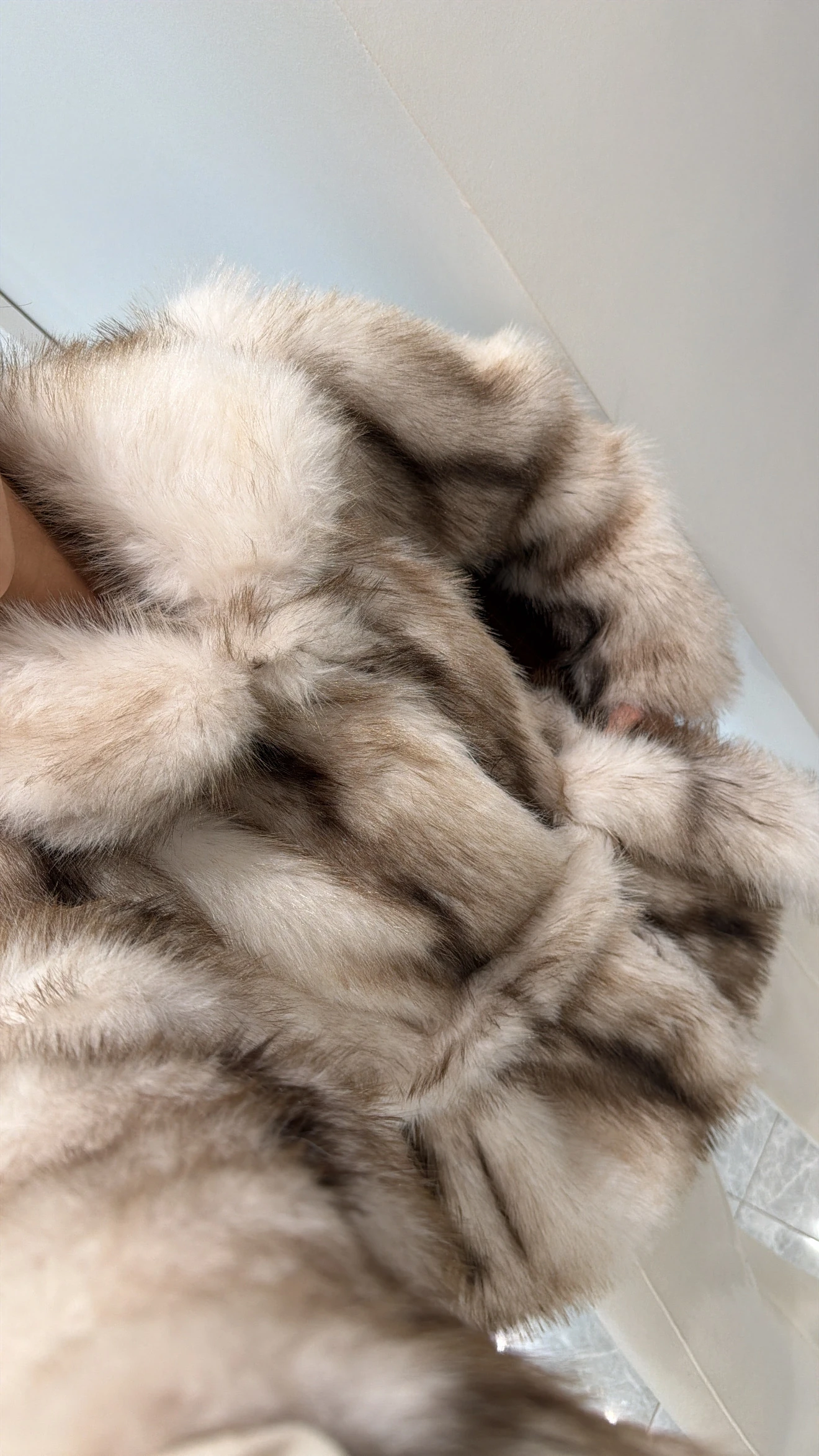 EKRU KAHVE GEÇİŞLİ KUŞAKLI KÜRK