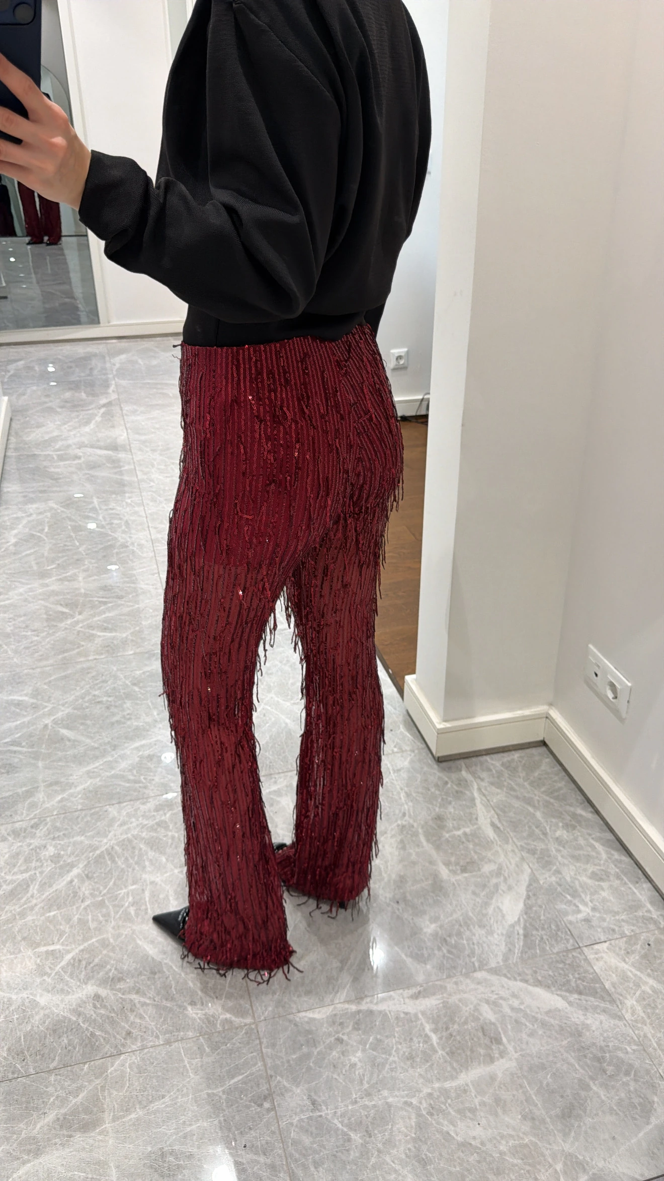 PÜSKÜLLÜ TRANSPARAN PANTOLON 