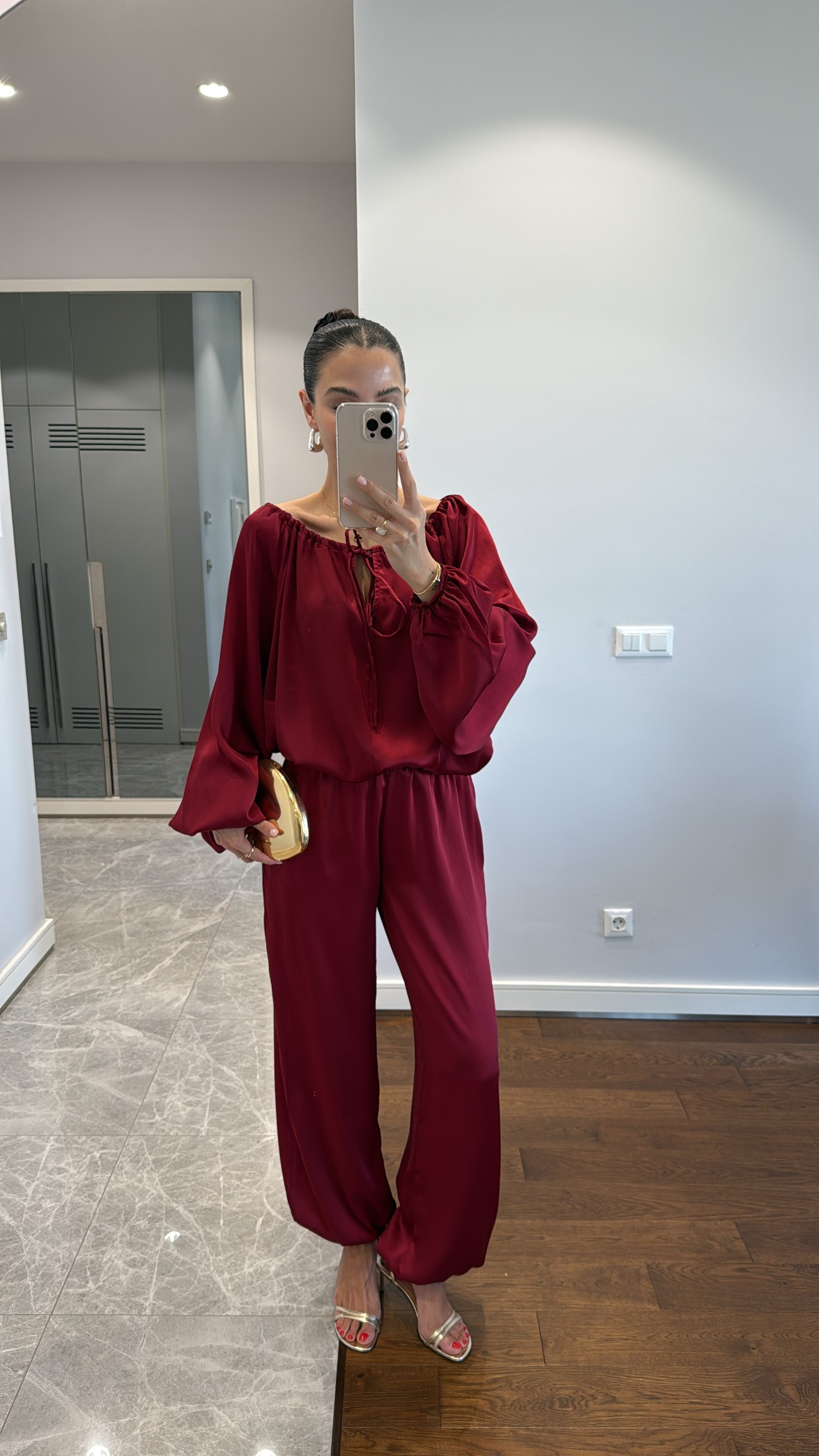 SATEN PAÇA DETAYLI PANTOLON TAKIM