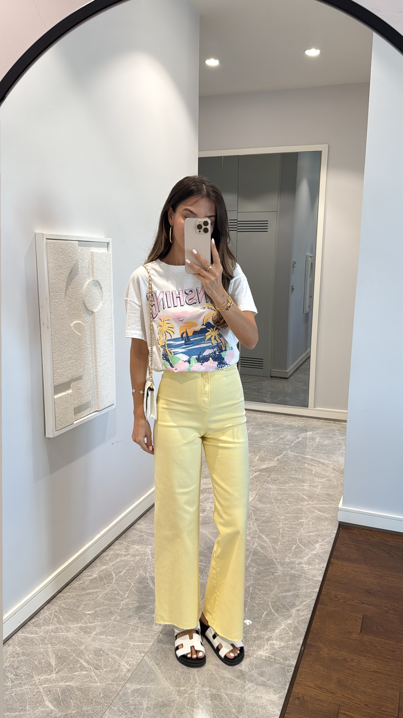 SARI YÜKSEK BEL KESİK PAÇA JEAN