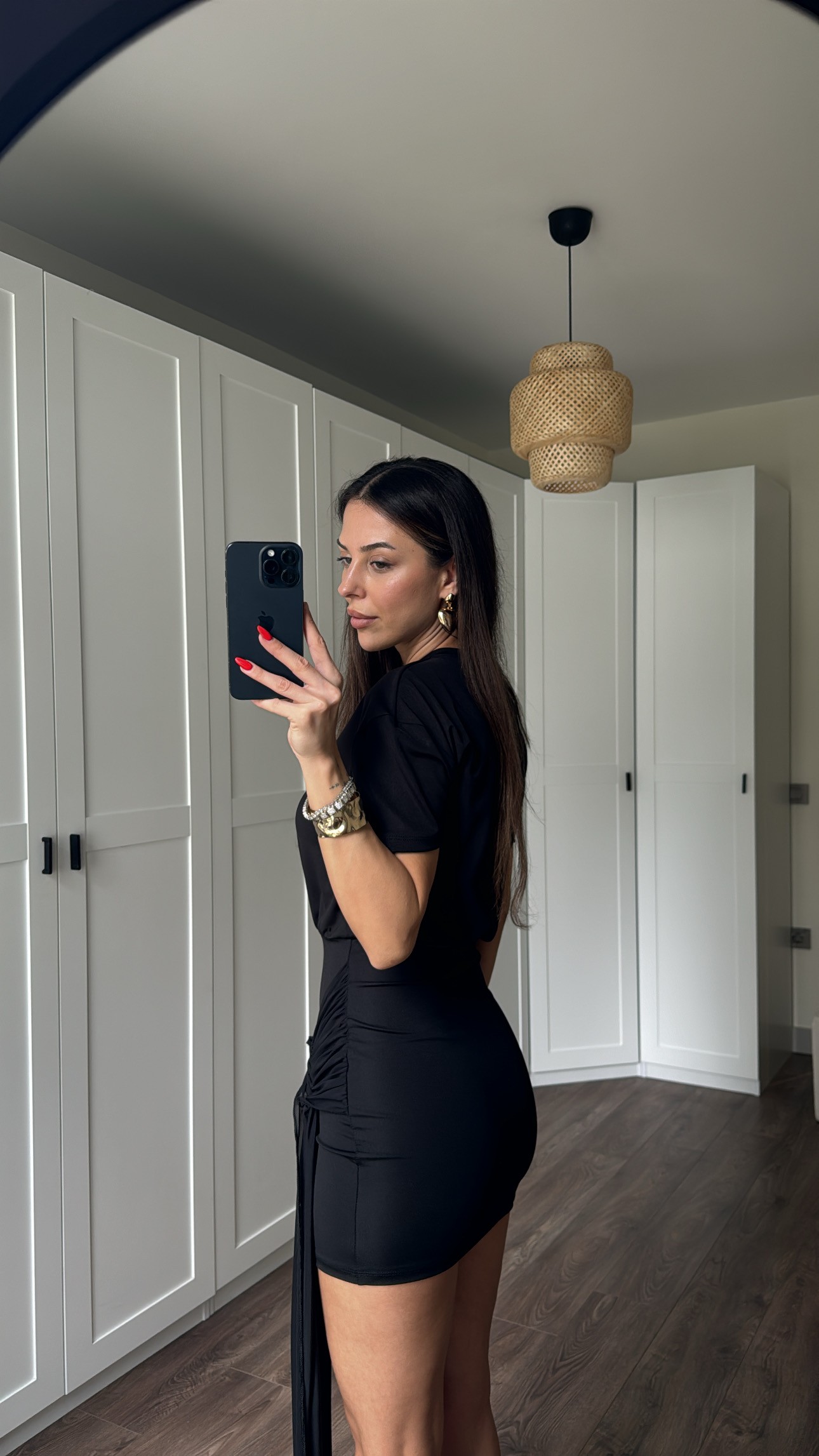 düğümlü kısa kollu mini elbise