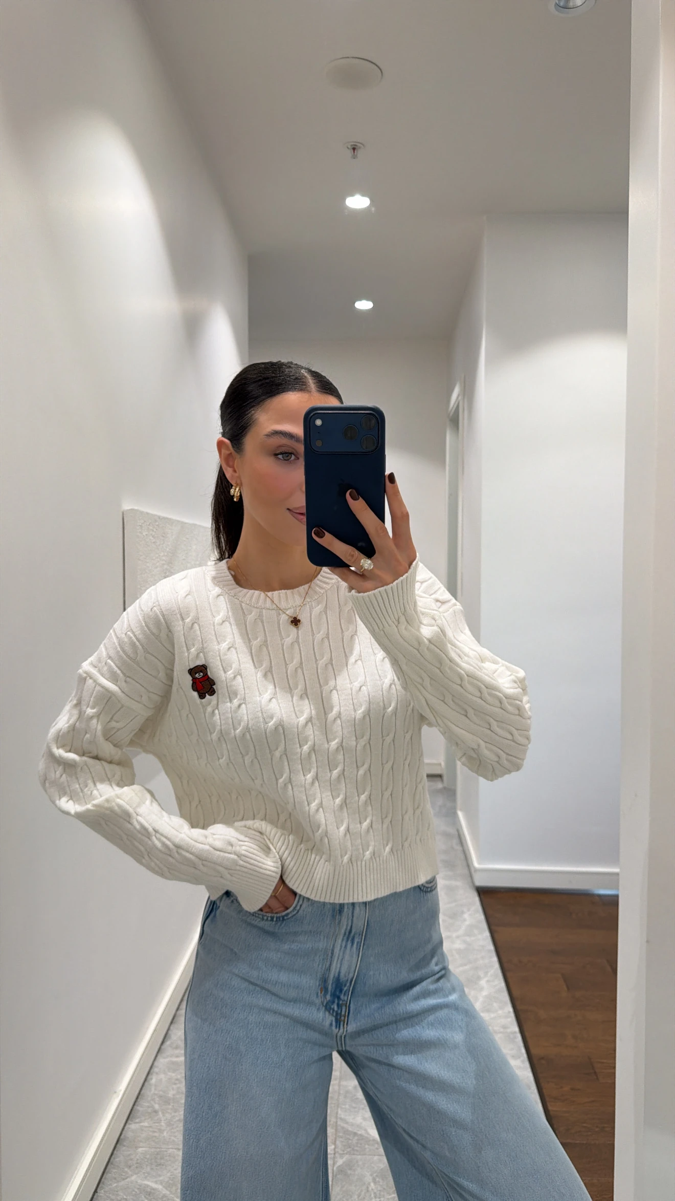 SAÇ ÖRGÜ TRİKO KAZAK - ECRU