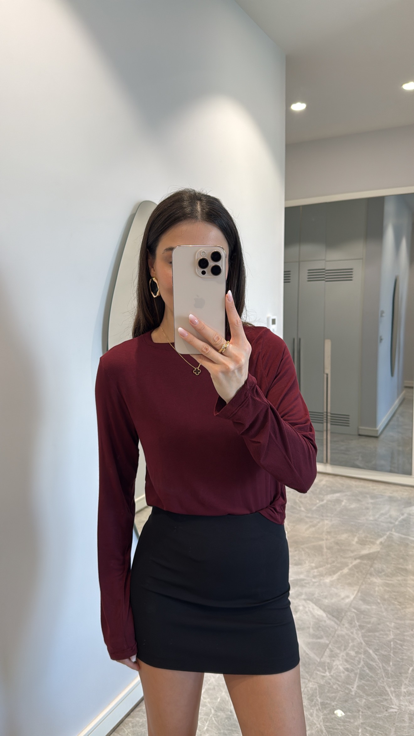 BİSİKLET YAKA BORDO TRANSPARAN BLUZ