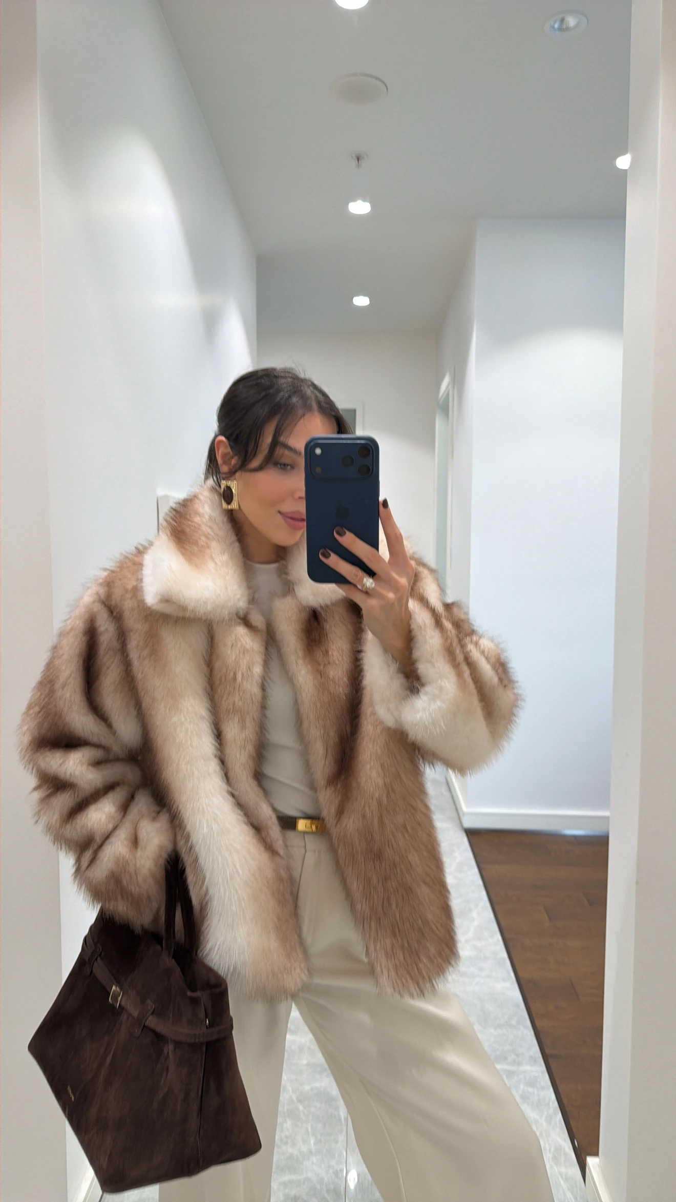 KAHVE RENK GEÇİŞLİ PREMİUM KÜRK