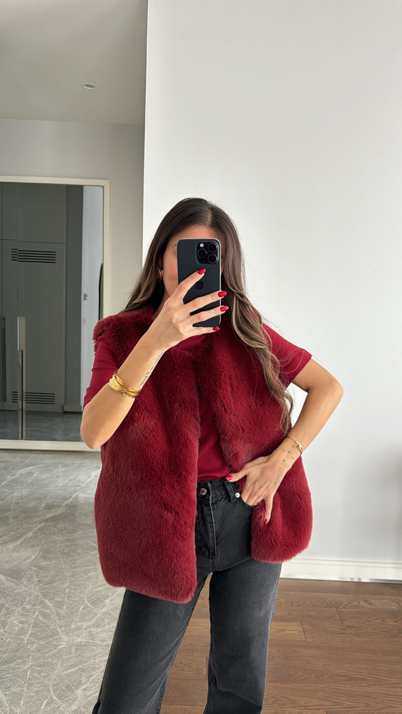 Marka Model Bordo Peluş Yelek