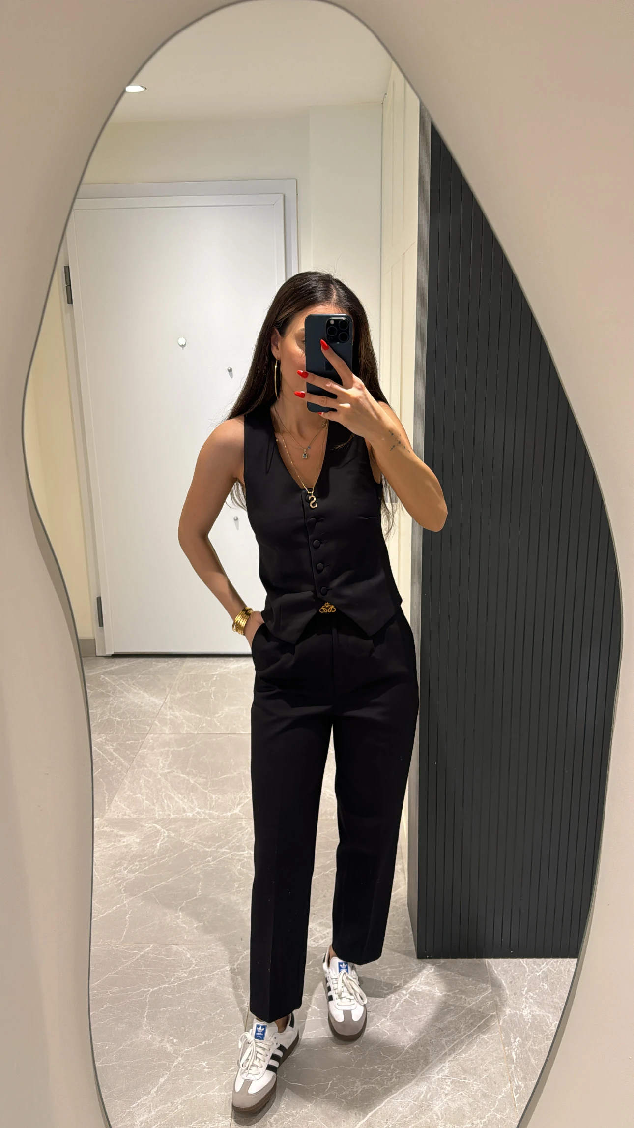 high waist black carrot pants