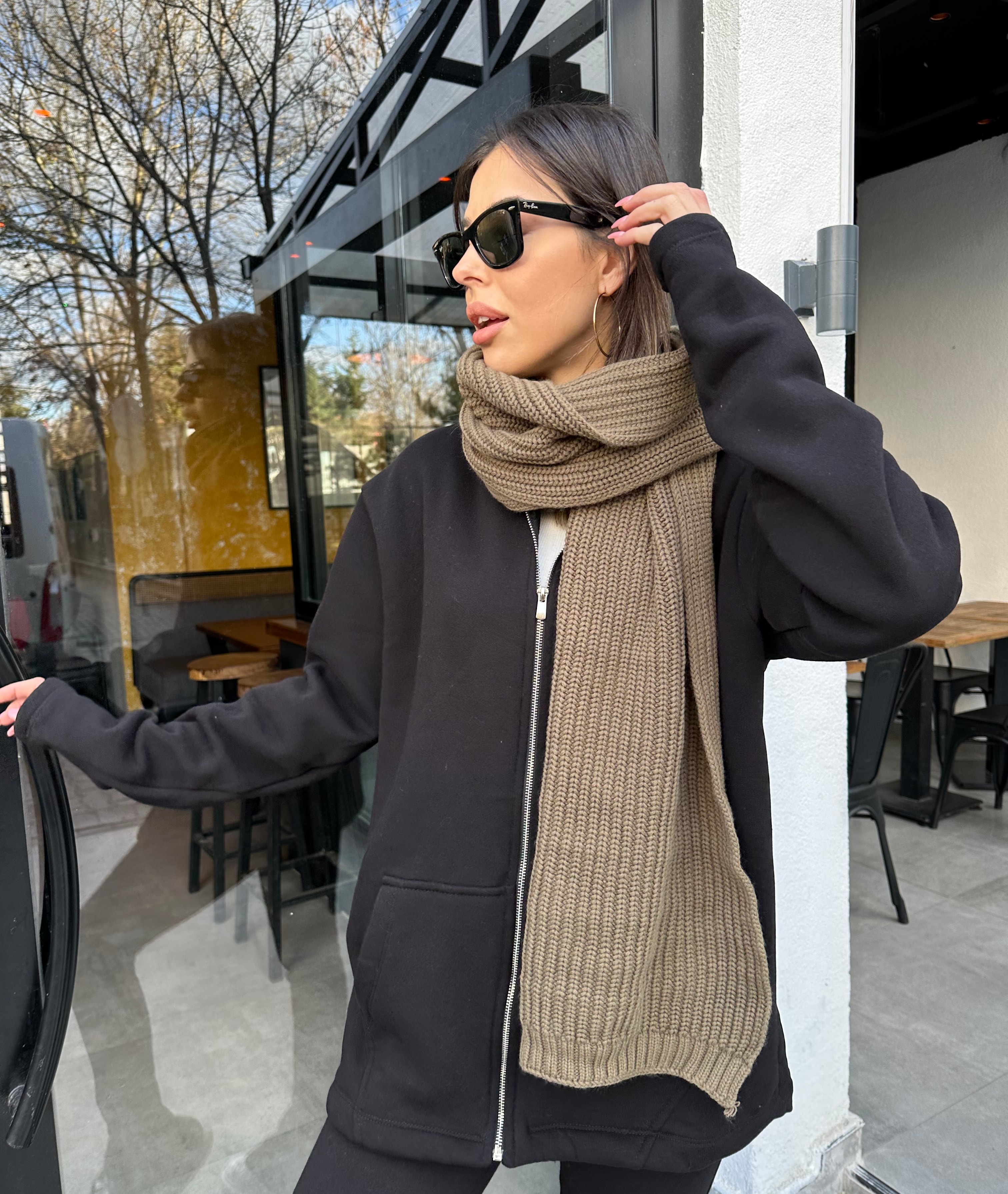 Zara Örme Haki Rengi Atkı