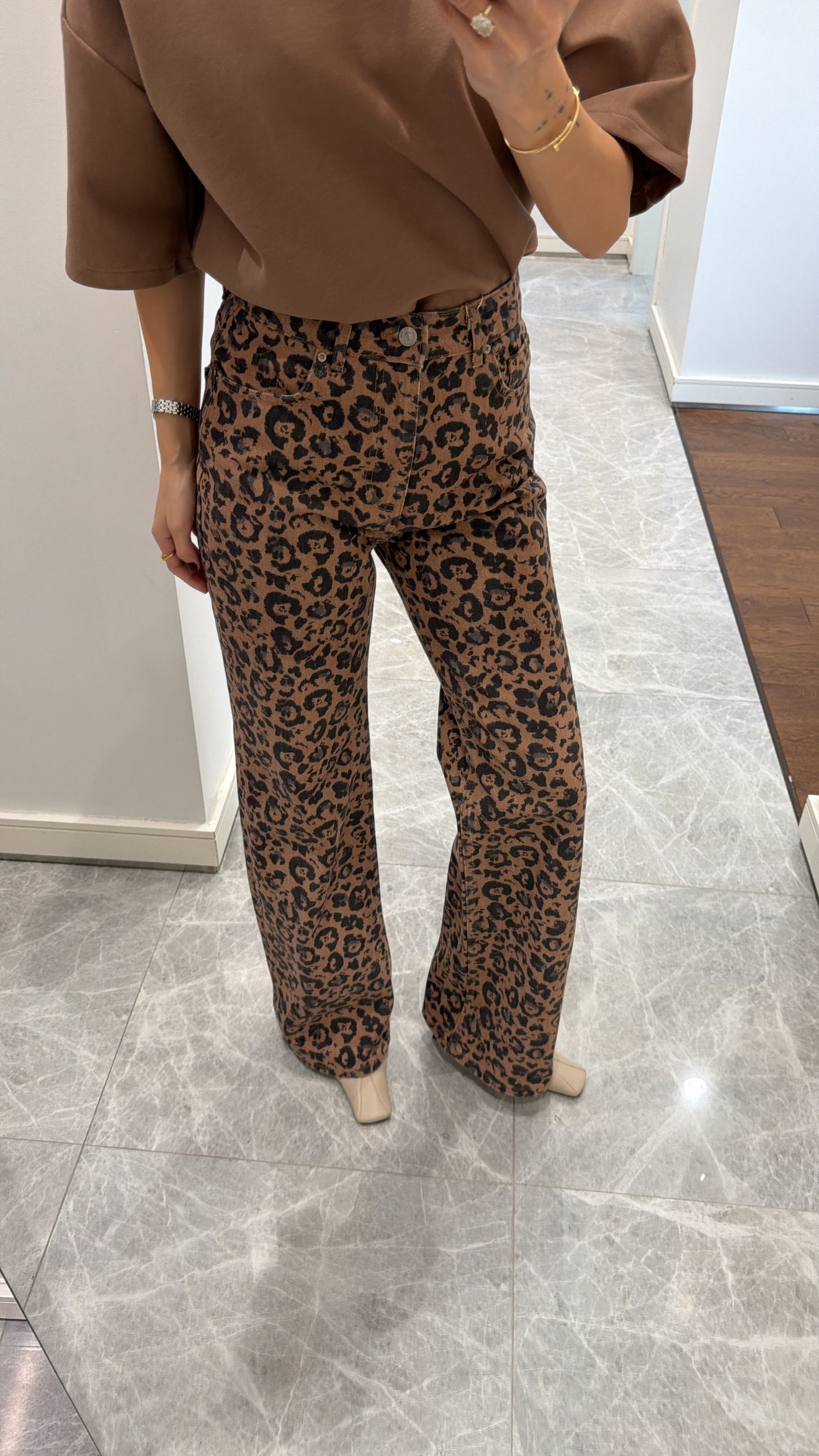 LEOPAR DESENLİ WİDELEG PANTOLON