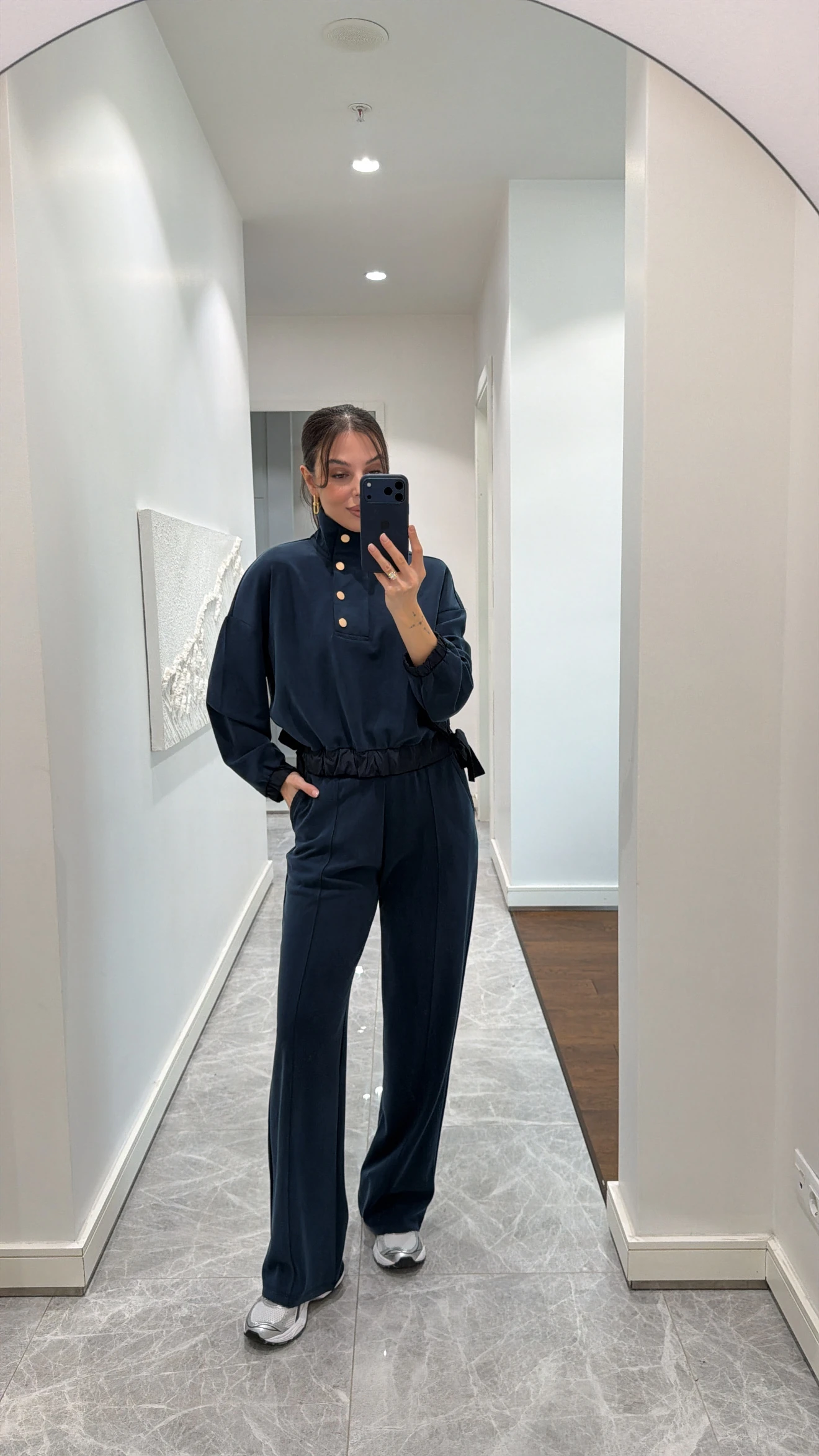 MODAL KUMAŞ DİK YAKA PANTOLON TAKIM  - İNDİGO