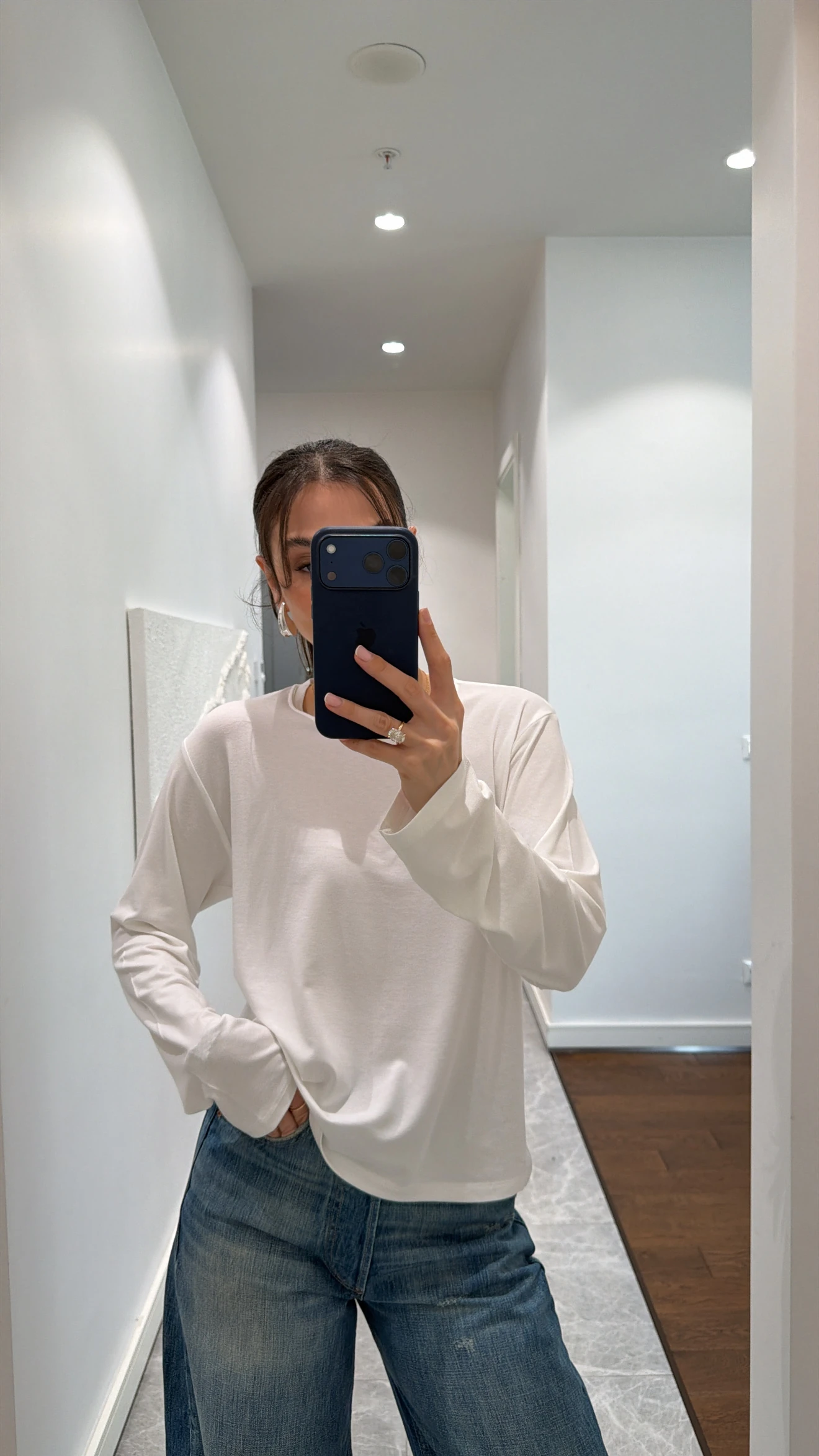 BİSİKLET YAKA BASİC BLUZ - BEYAZ