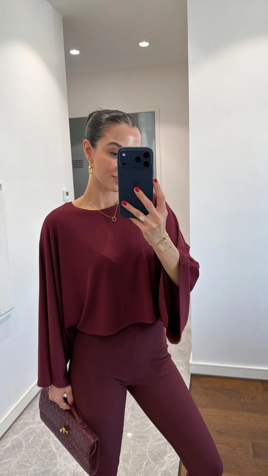 BAT SLEEVE BLOUSE - Claret Red