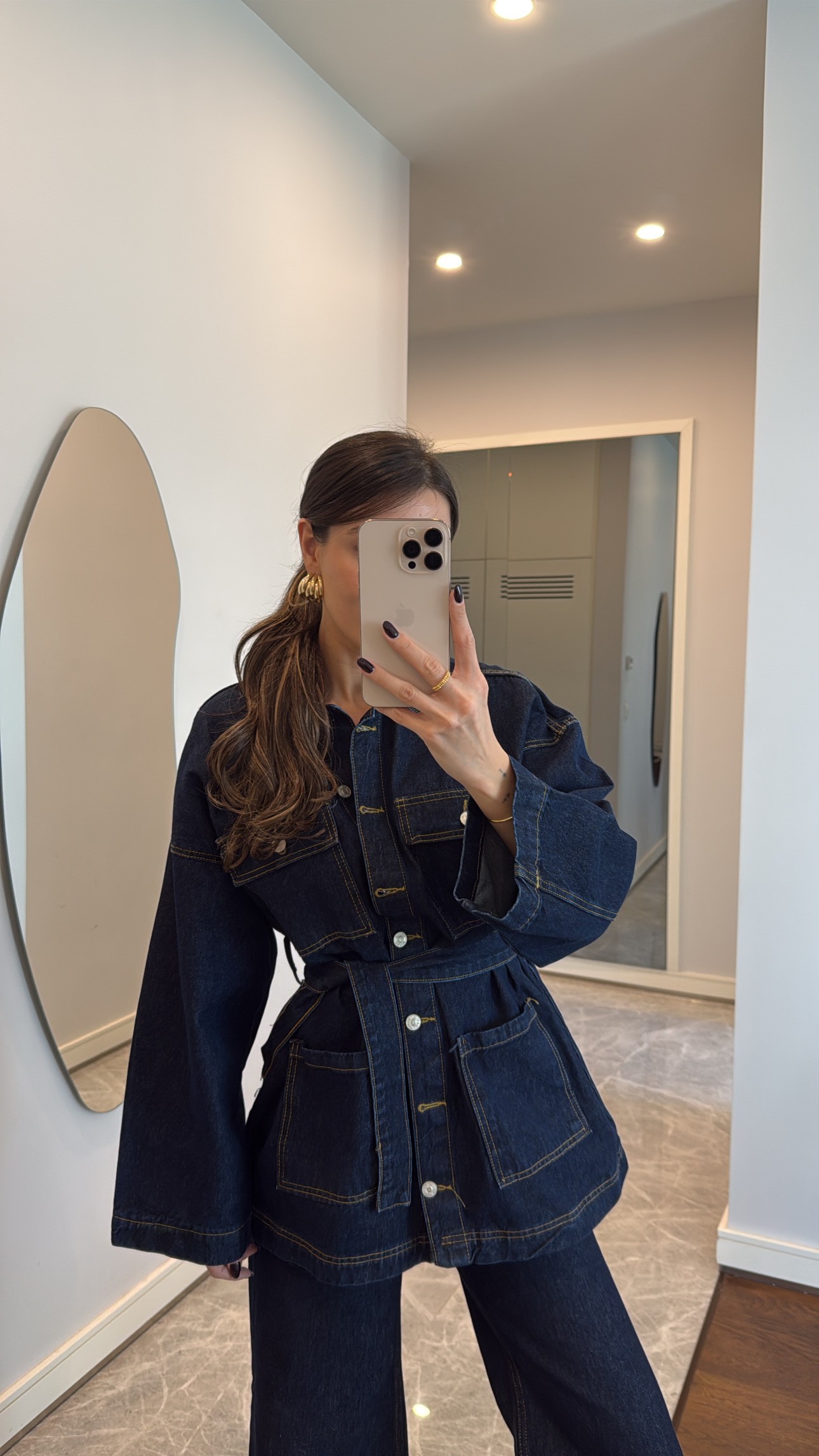 Beli Kuşaklı Denim Ceket
