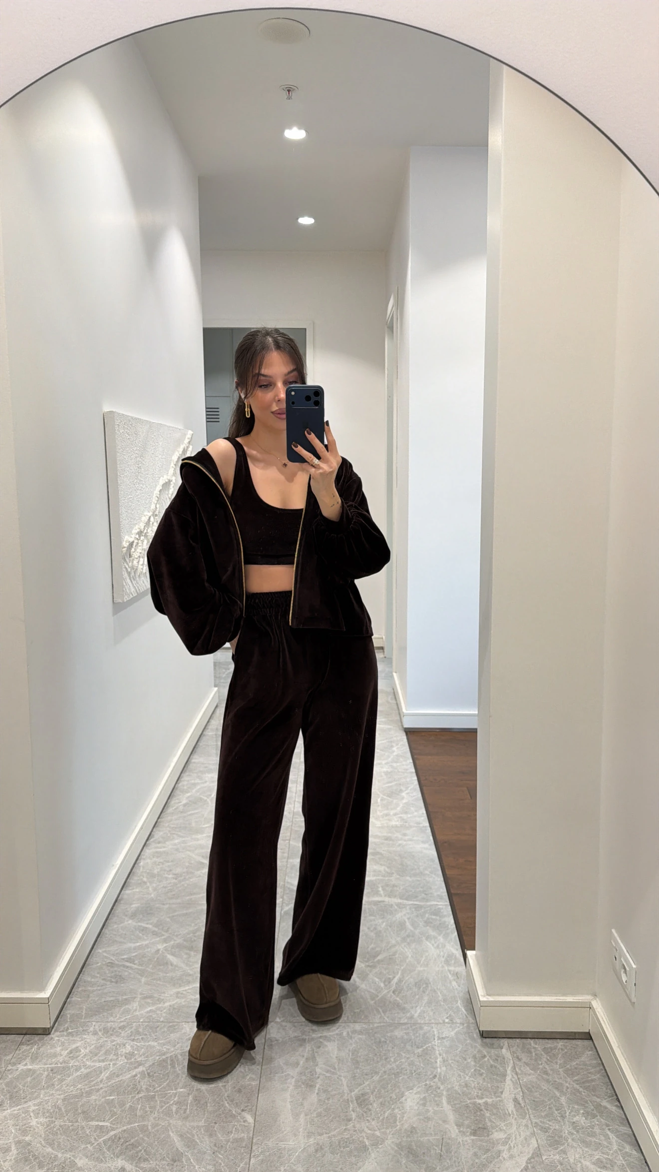 KADİFE ÜÇLÜ TAKIM - KAHVE