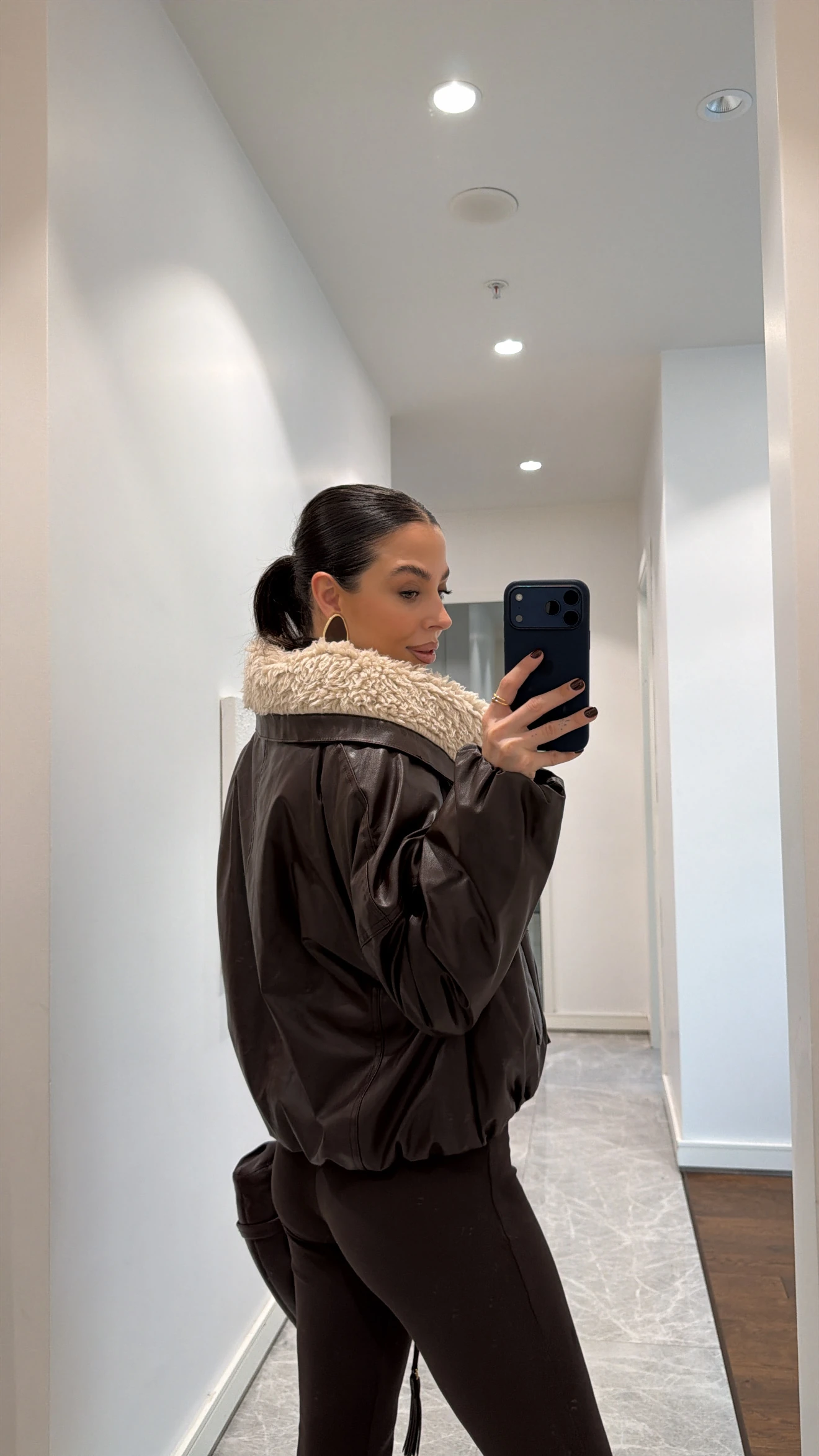 ACI KAHVE KÜRK YAKALI MONT