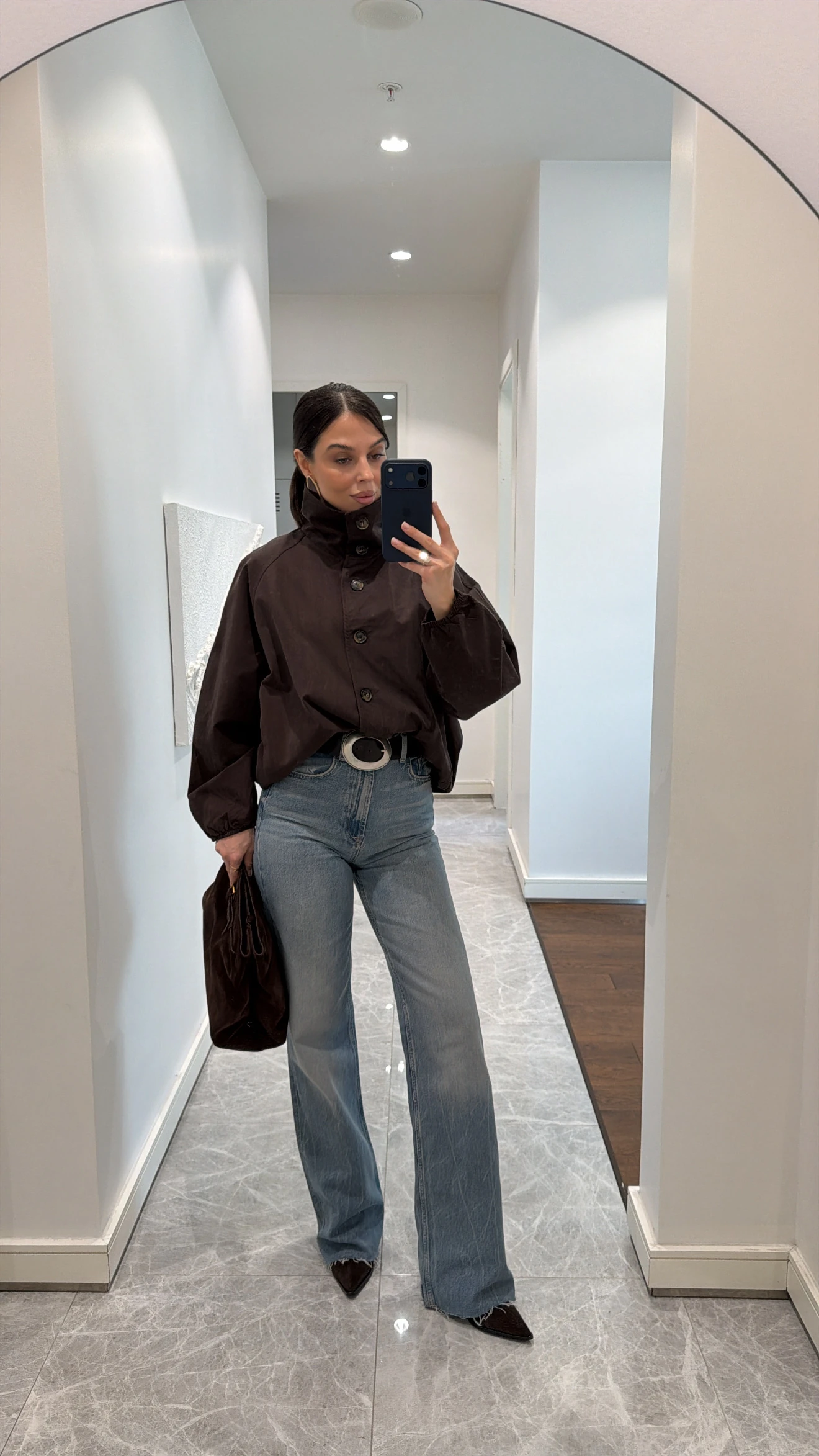 KAHVERENGİ YÜKSEK YAKA BOMBER CEKET