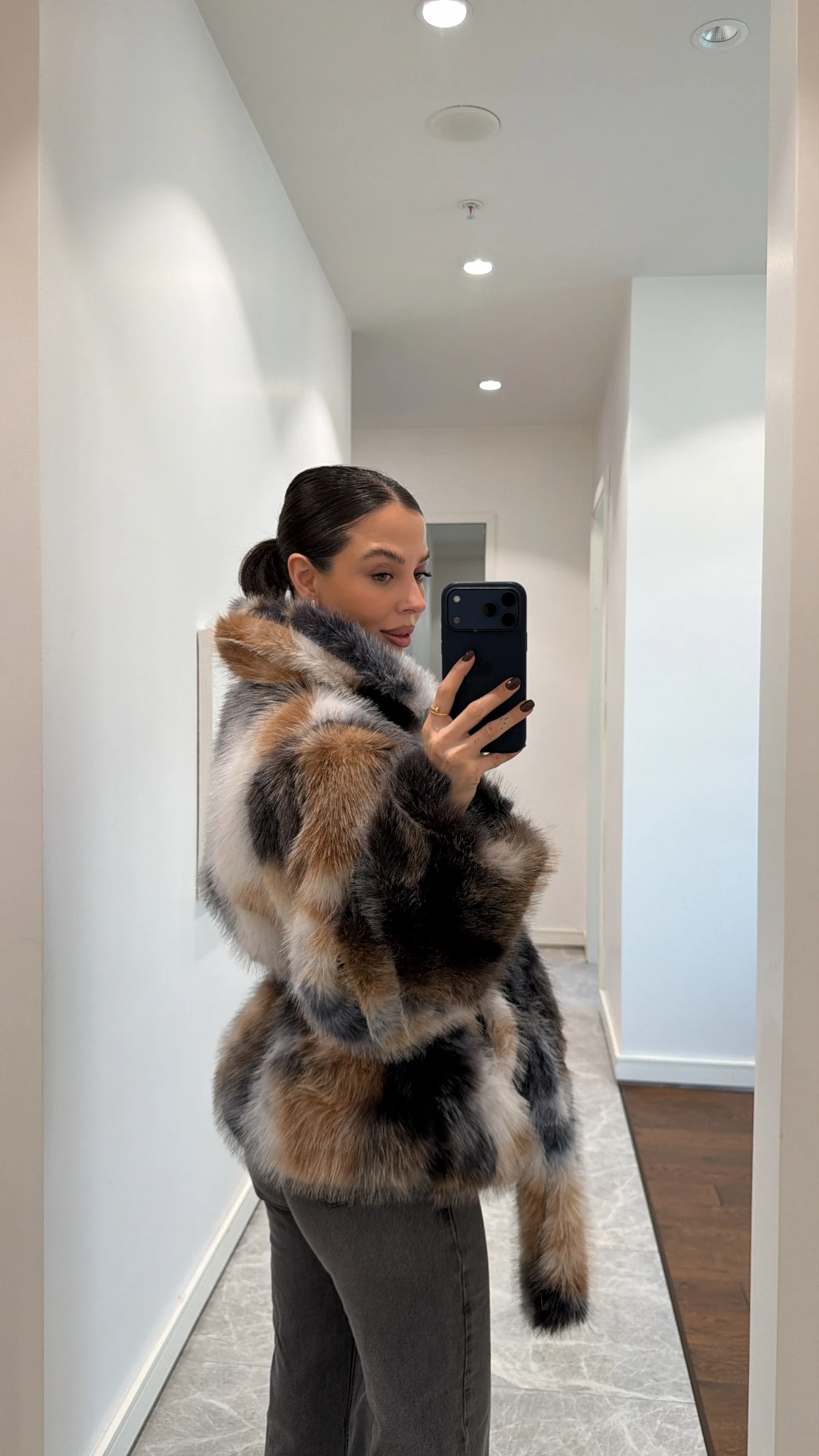 BATİK DESEN KUŞAKLI KÜRK 