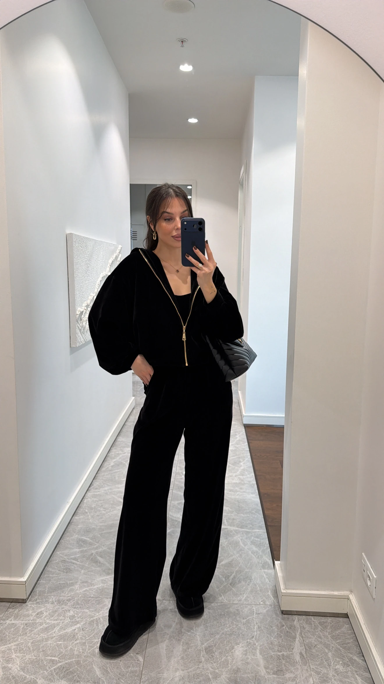 KADİFE ÜÇLÜ TAKIM - SİYAH