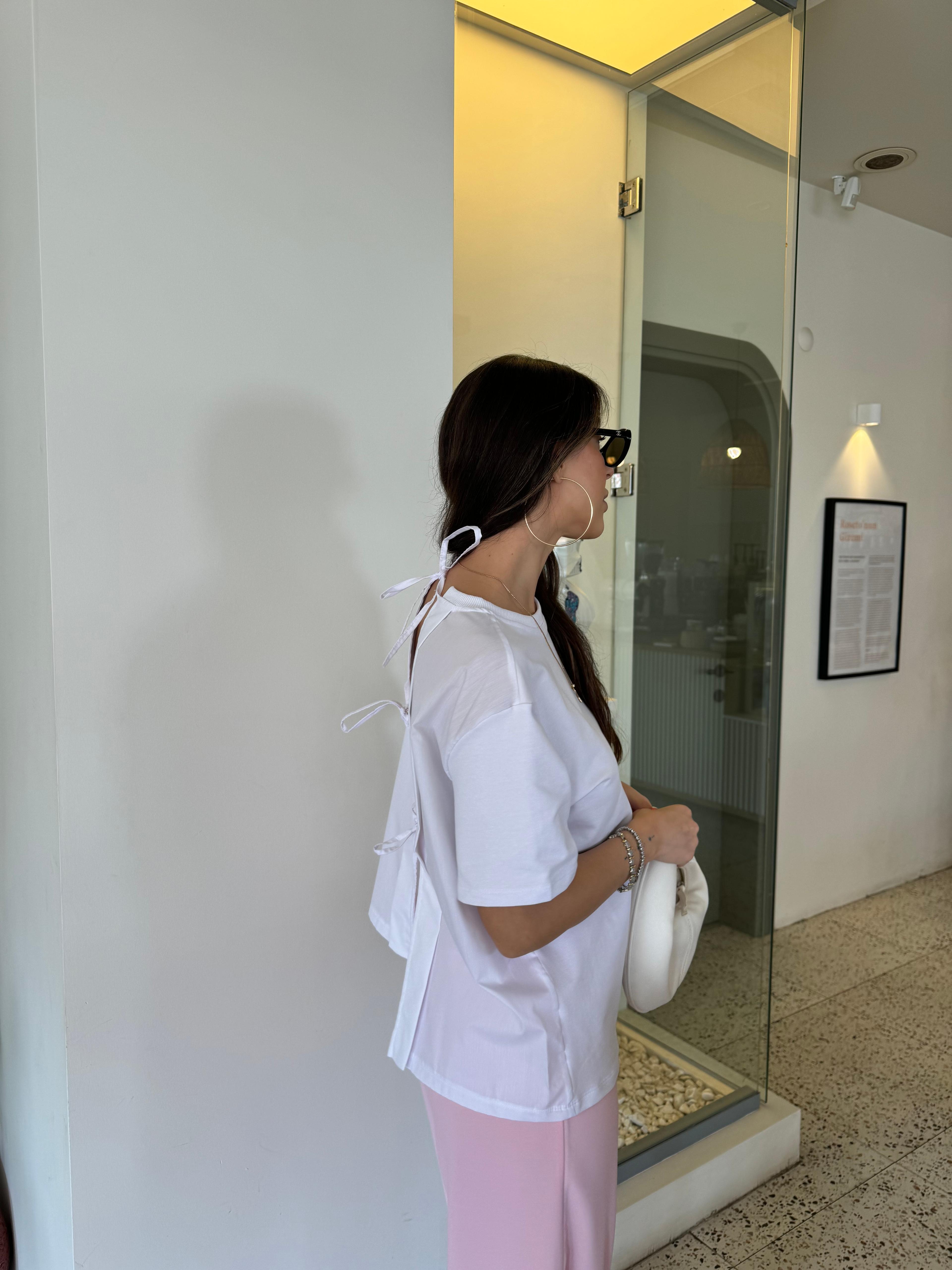 arkası poplin bağlamalı tişört