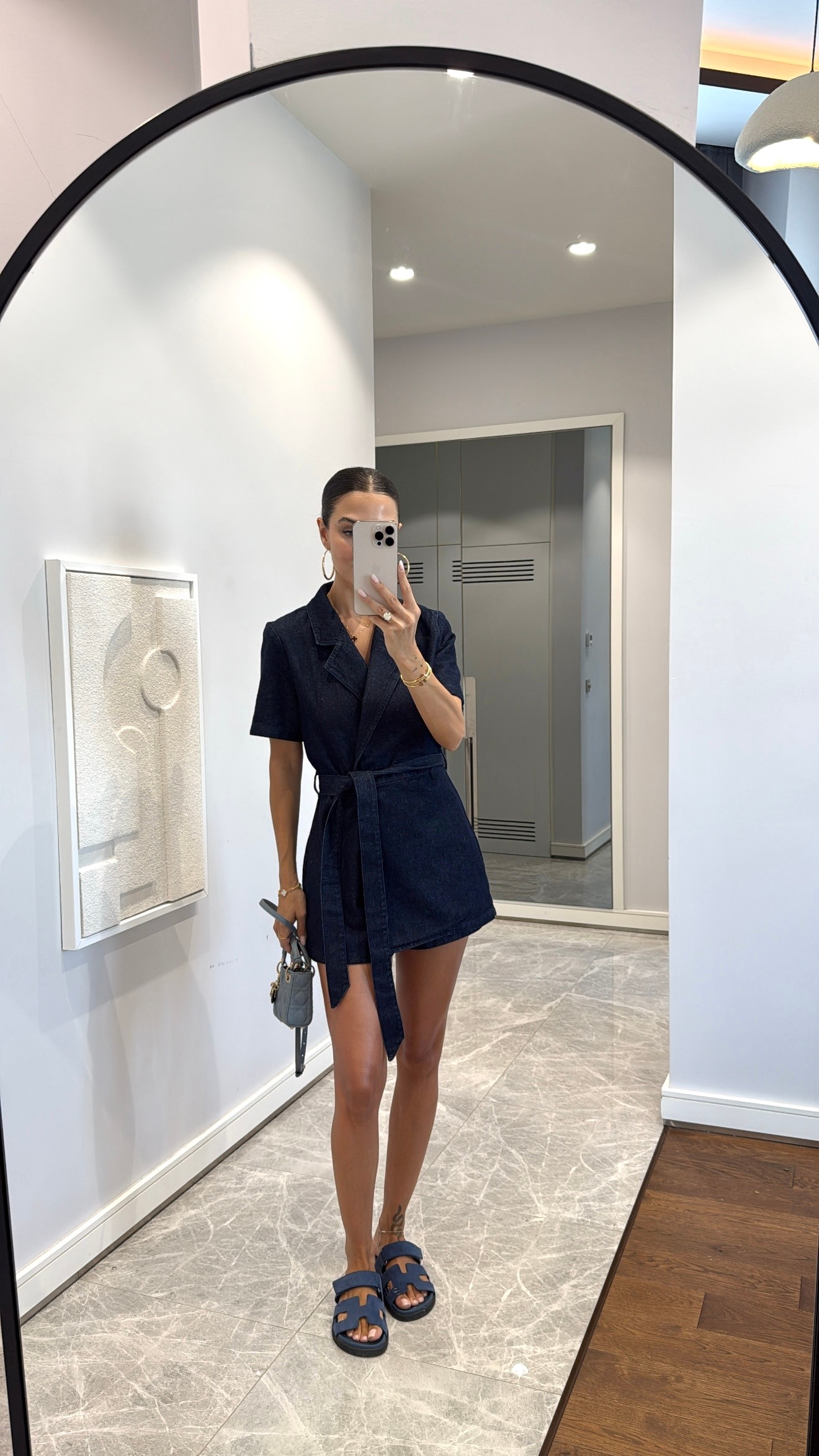 KUŞAK DETAYLI DENİM TULUM