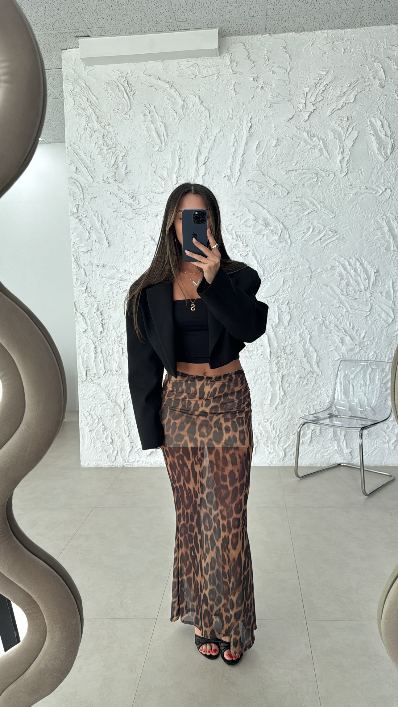 leopar astarlı tül balık etek