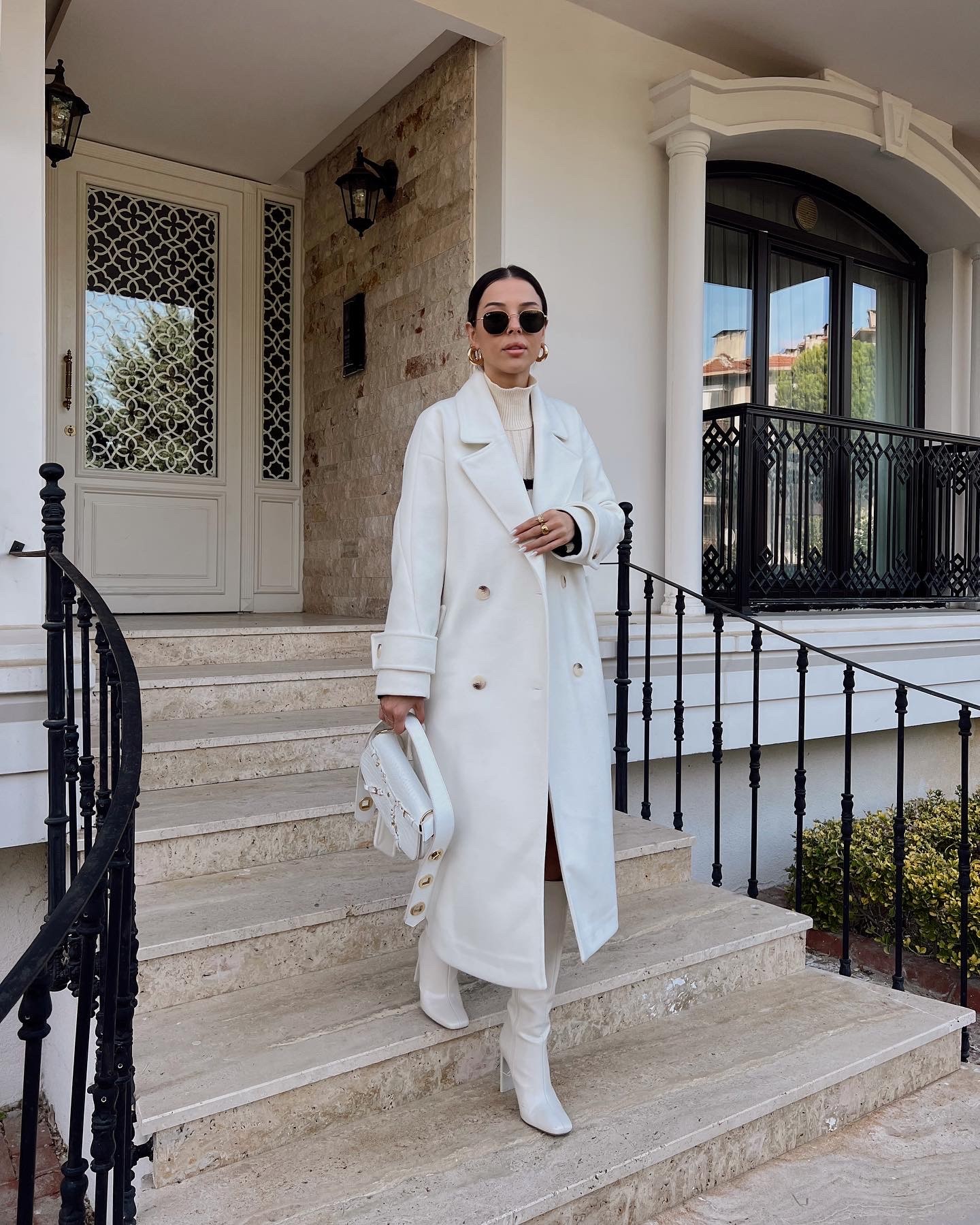 Premium ekru kaşe kaban