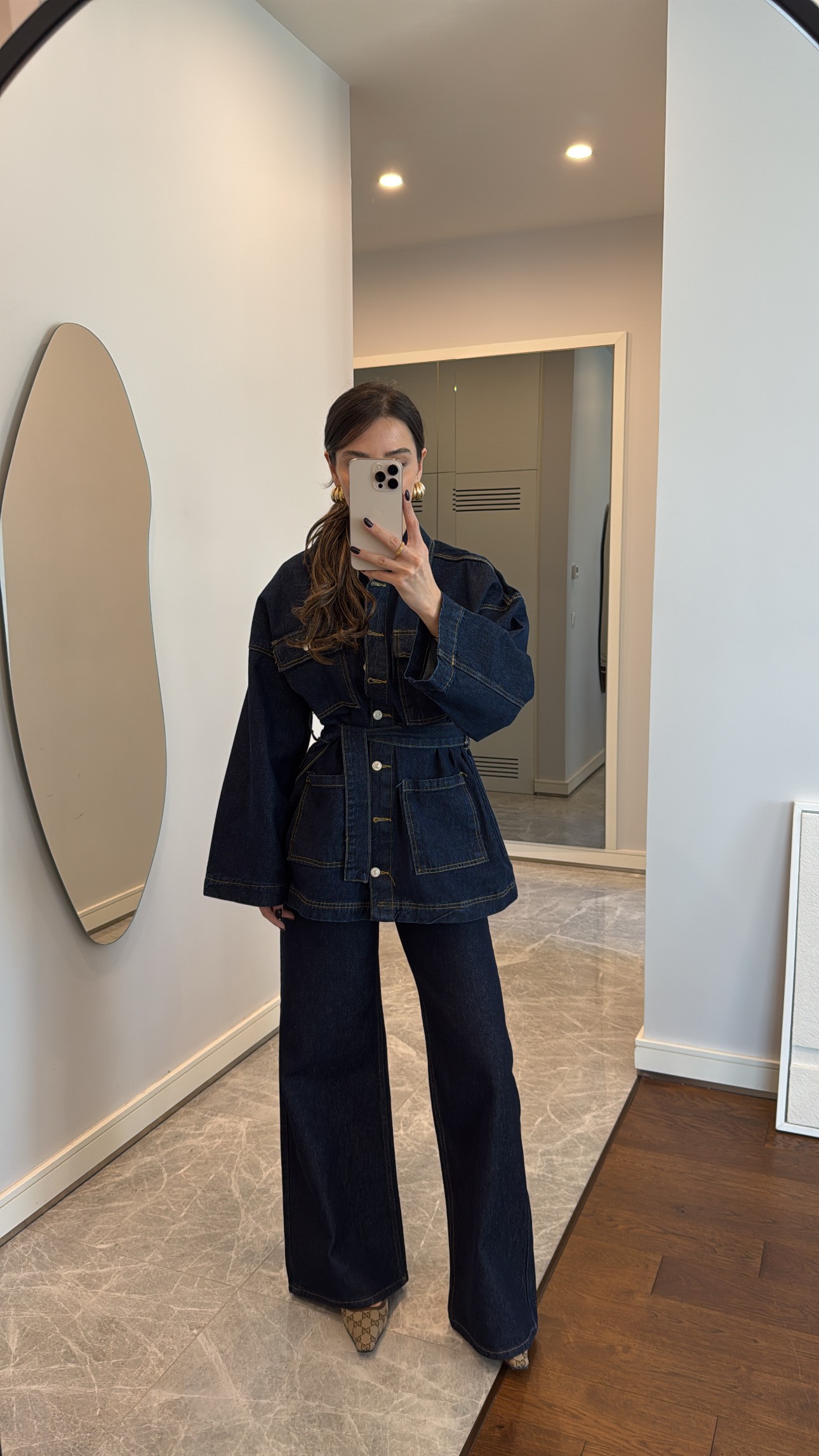 Beli Kuşaklı Denim Ceket