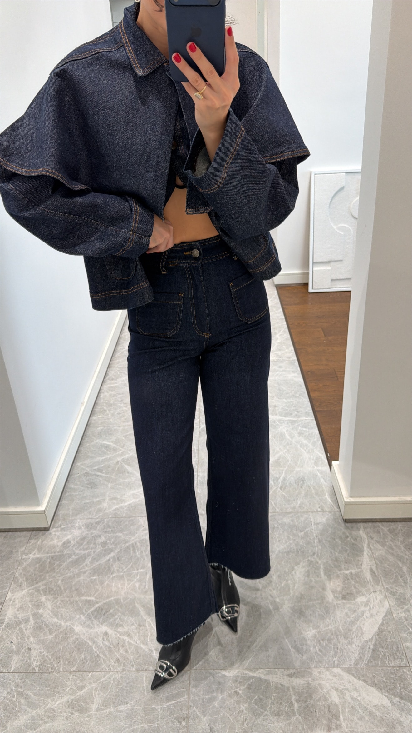 ÖN CEPLİ YÜKSEK BEL GENİŞ PAÇA JEAN