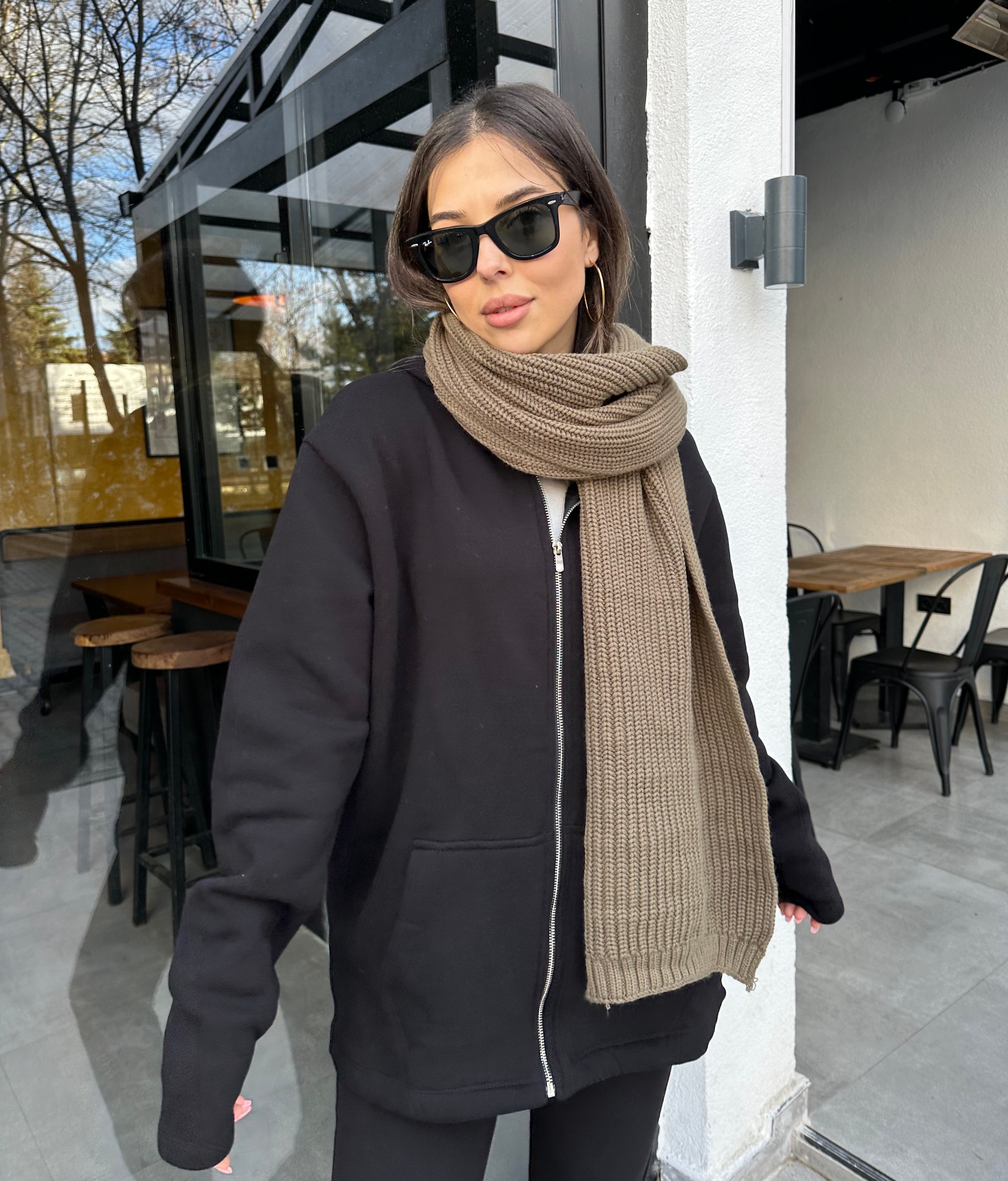 Zara Örme Haki Rengi Atkı