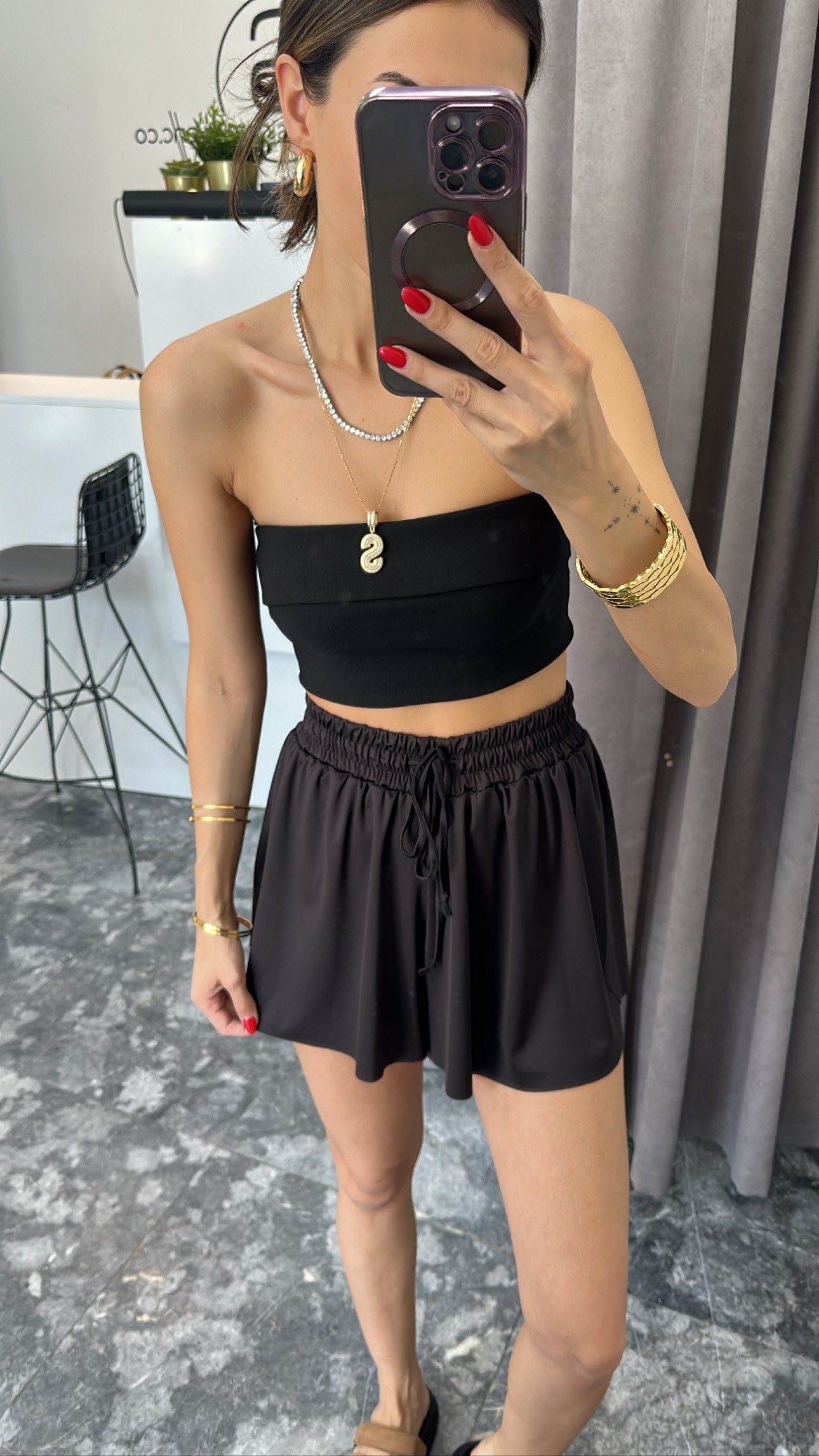 Dilvin likralı straplez crop top