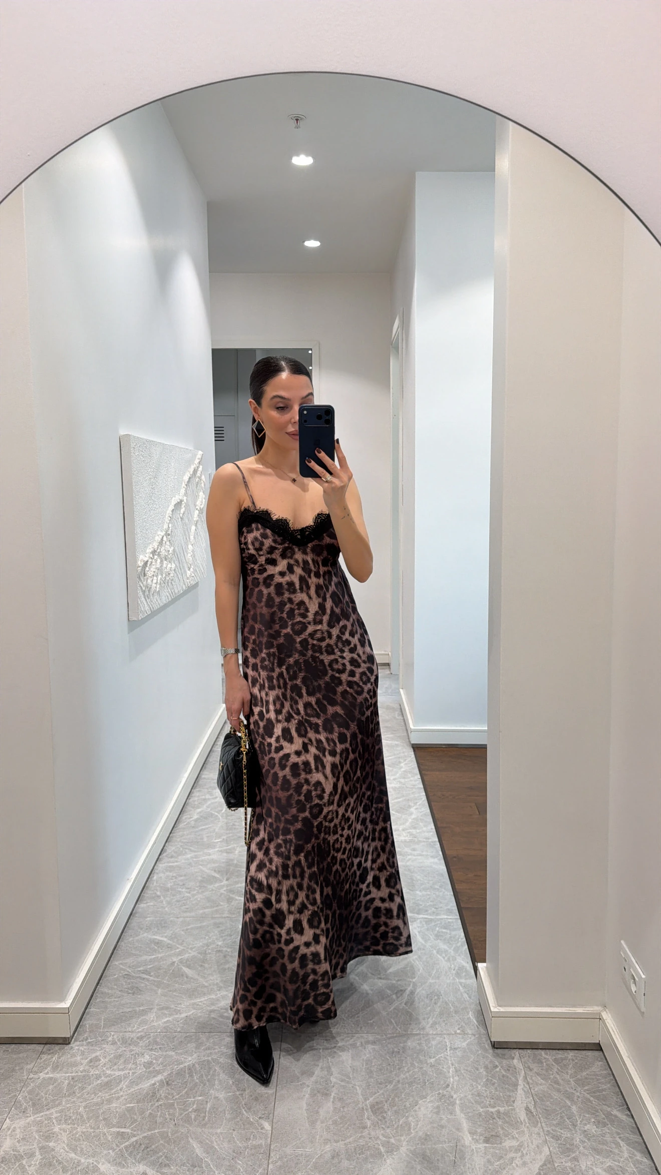 LEOPAR DESEN UZUN ELBİSE 