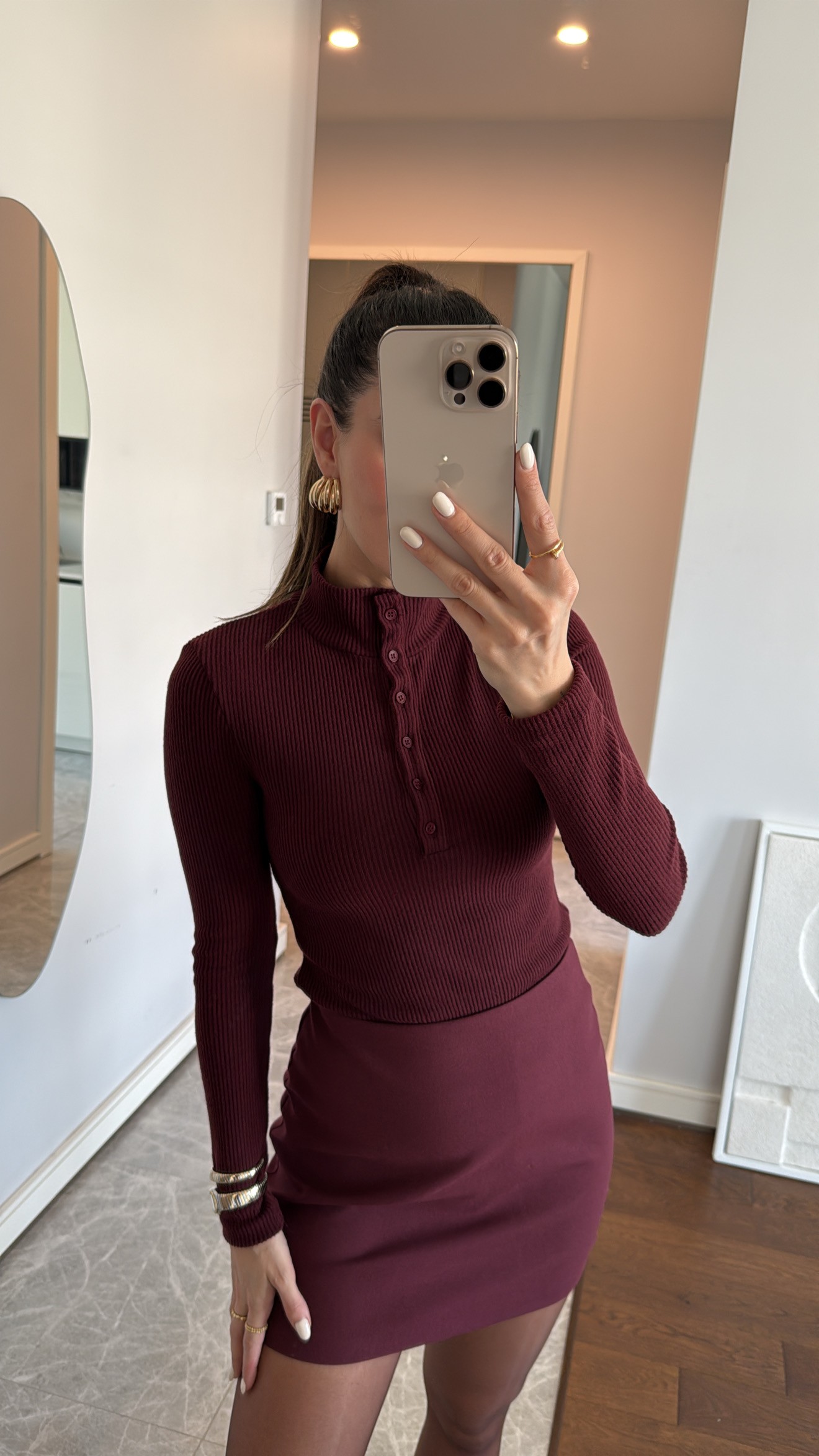 Balıkçı Yaka Düğmeli Bordo Bluz