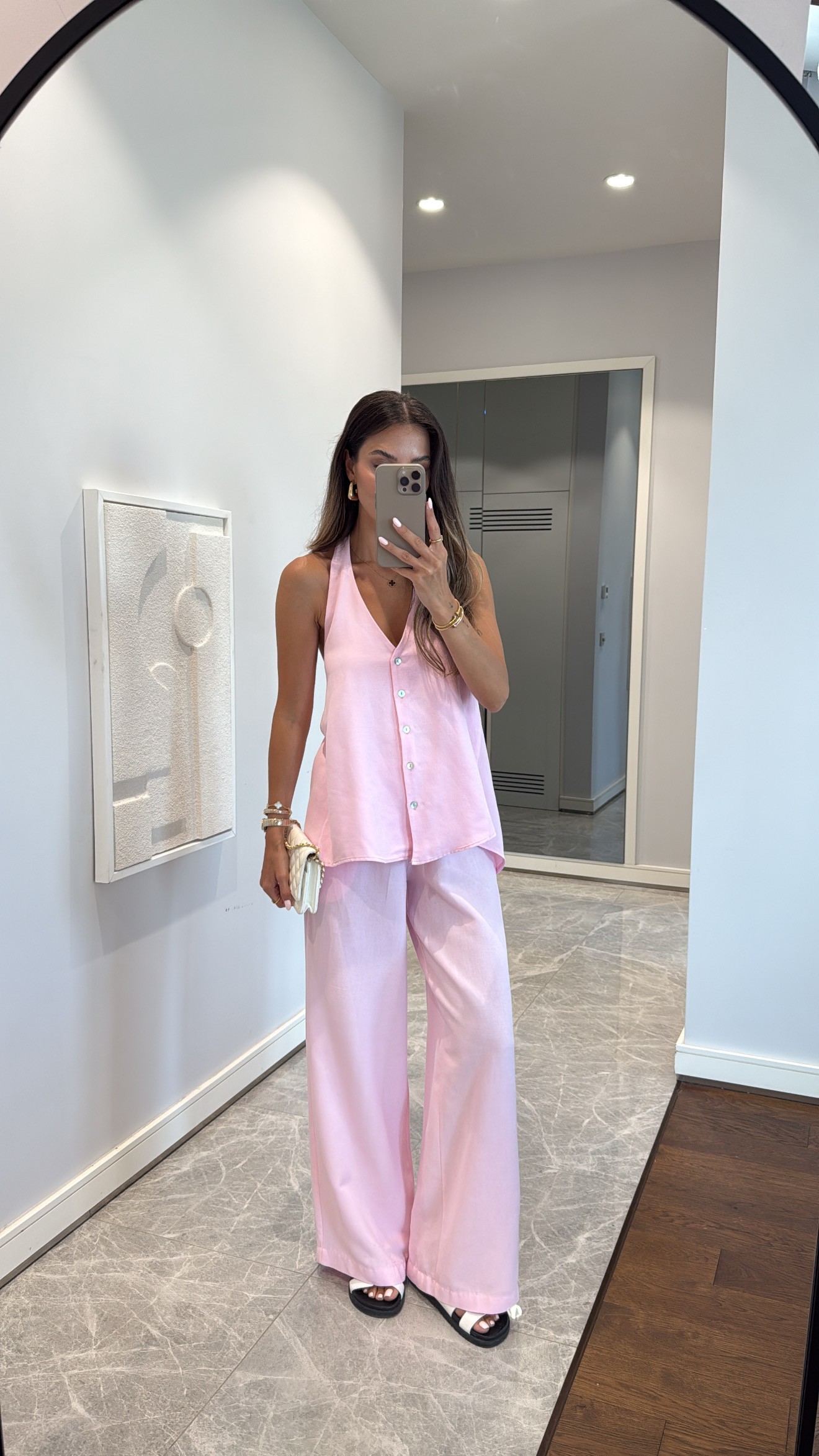 SIRT DETAYLI KETEN TAKIM - PEMBE