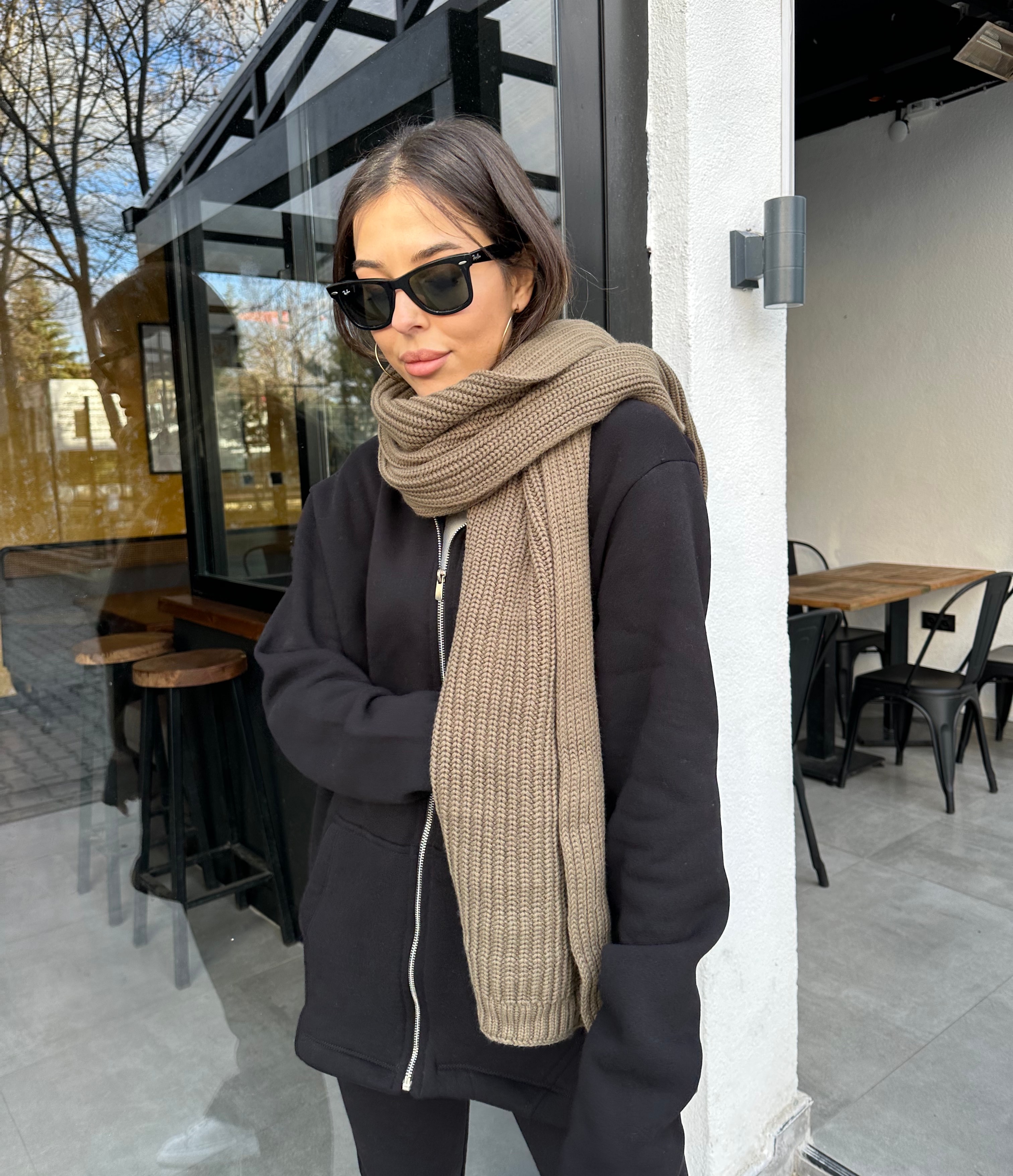 Zara Örme Haki Rengi Atkı