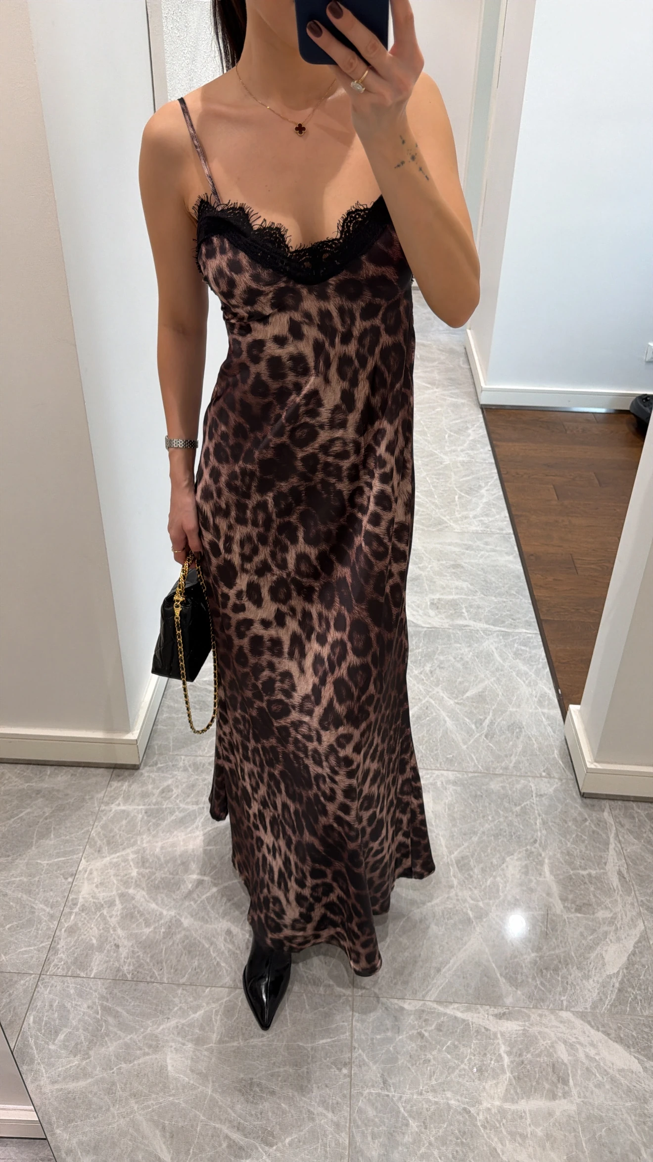 LEOPAR DESEN UZUN ELBİSE 