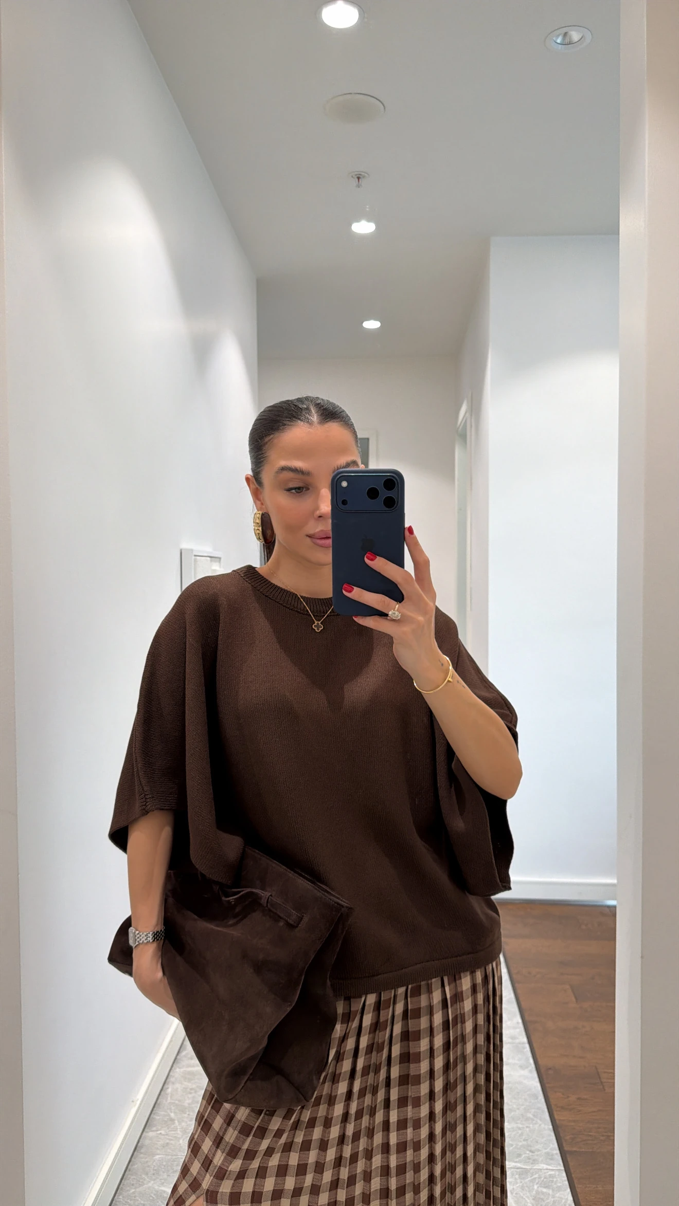 BICYCLE COLLAR BAT SLEEVE KNIT SWEATER - COFFEE