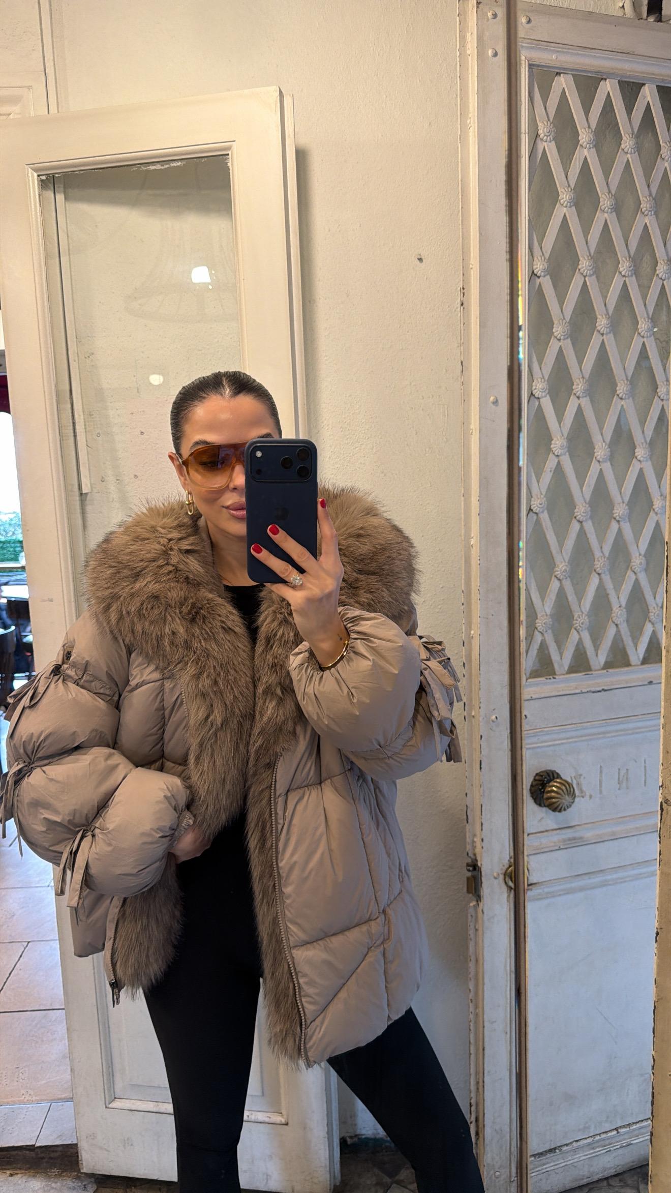 KÜRK DETAYLI BALON KOL ŞİŞME MONT