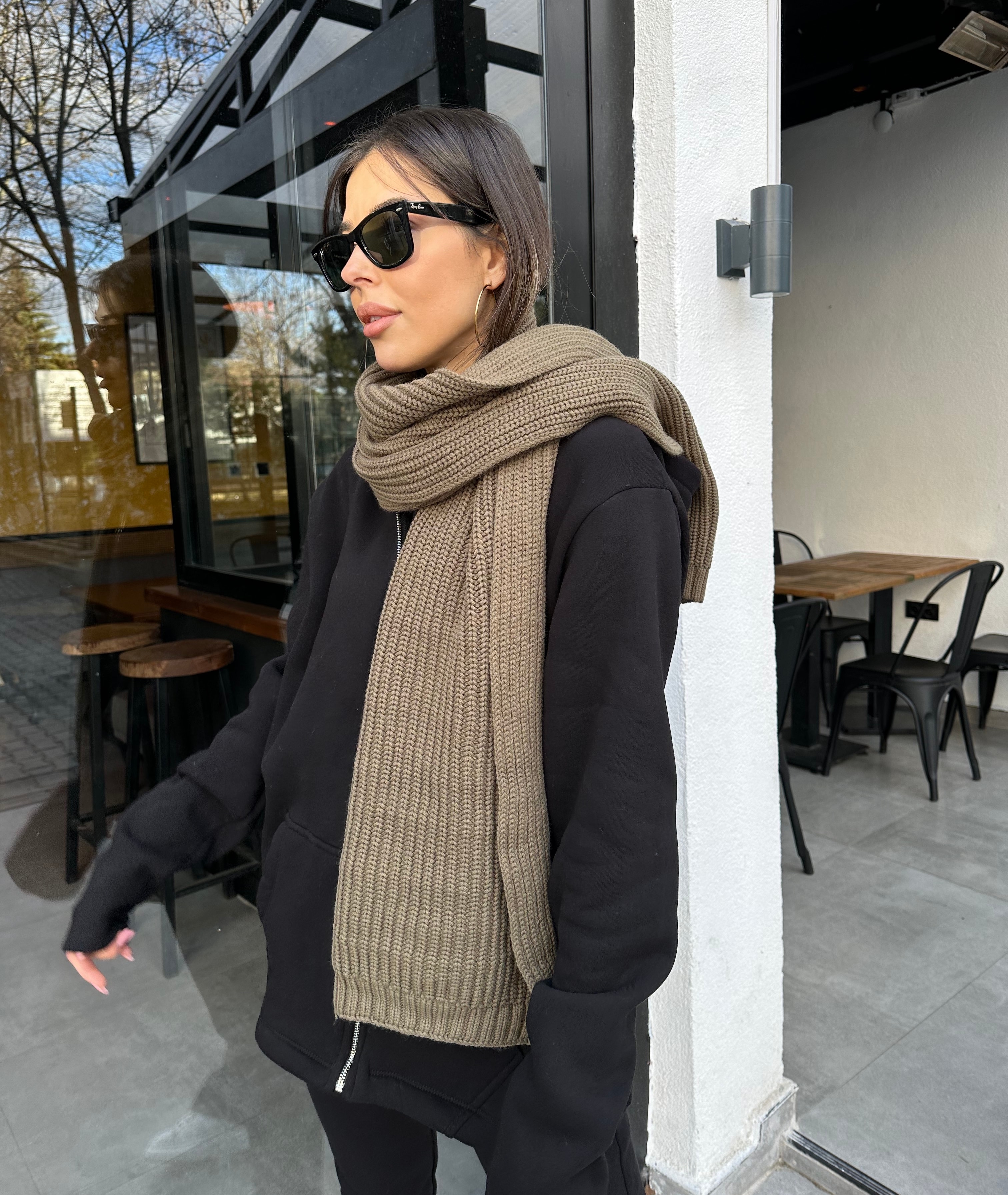 Zara Örme Haki Rengi Atkı