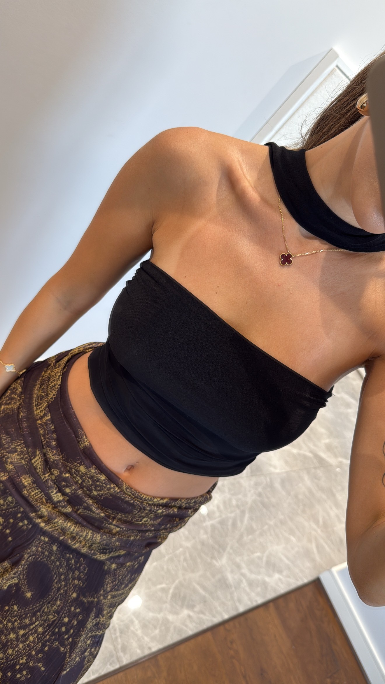 BOYUN DETAYLI STRAPLEZ CROP BLUZ