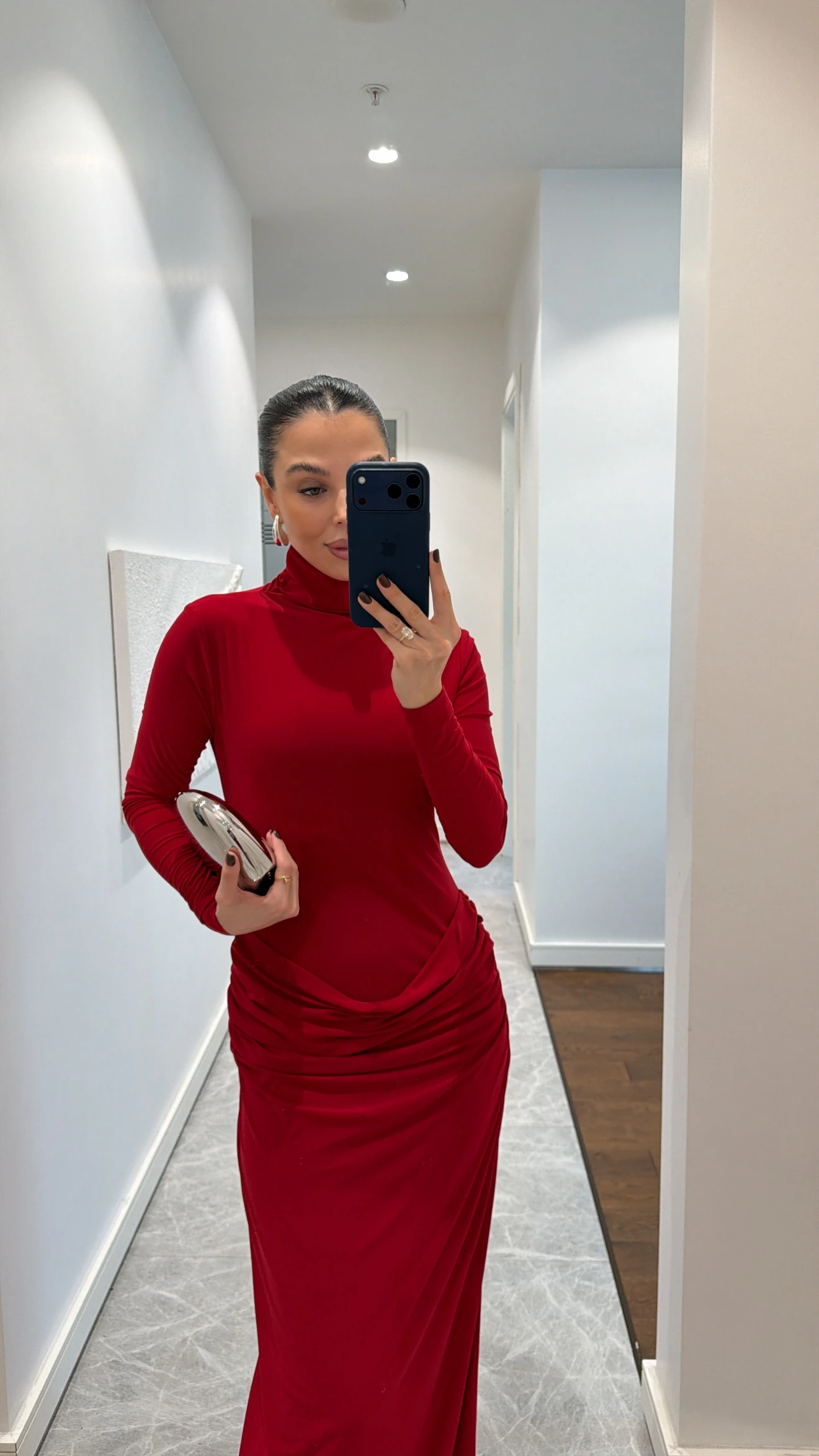 BALIKÇI YAKA MAXİ ELBİSE