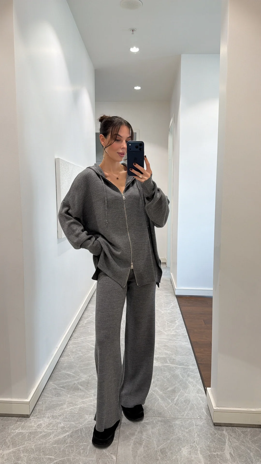 ÇİFT FERMUARLI TRİKO PANTOLON TAKIM  - GRİ