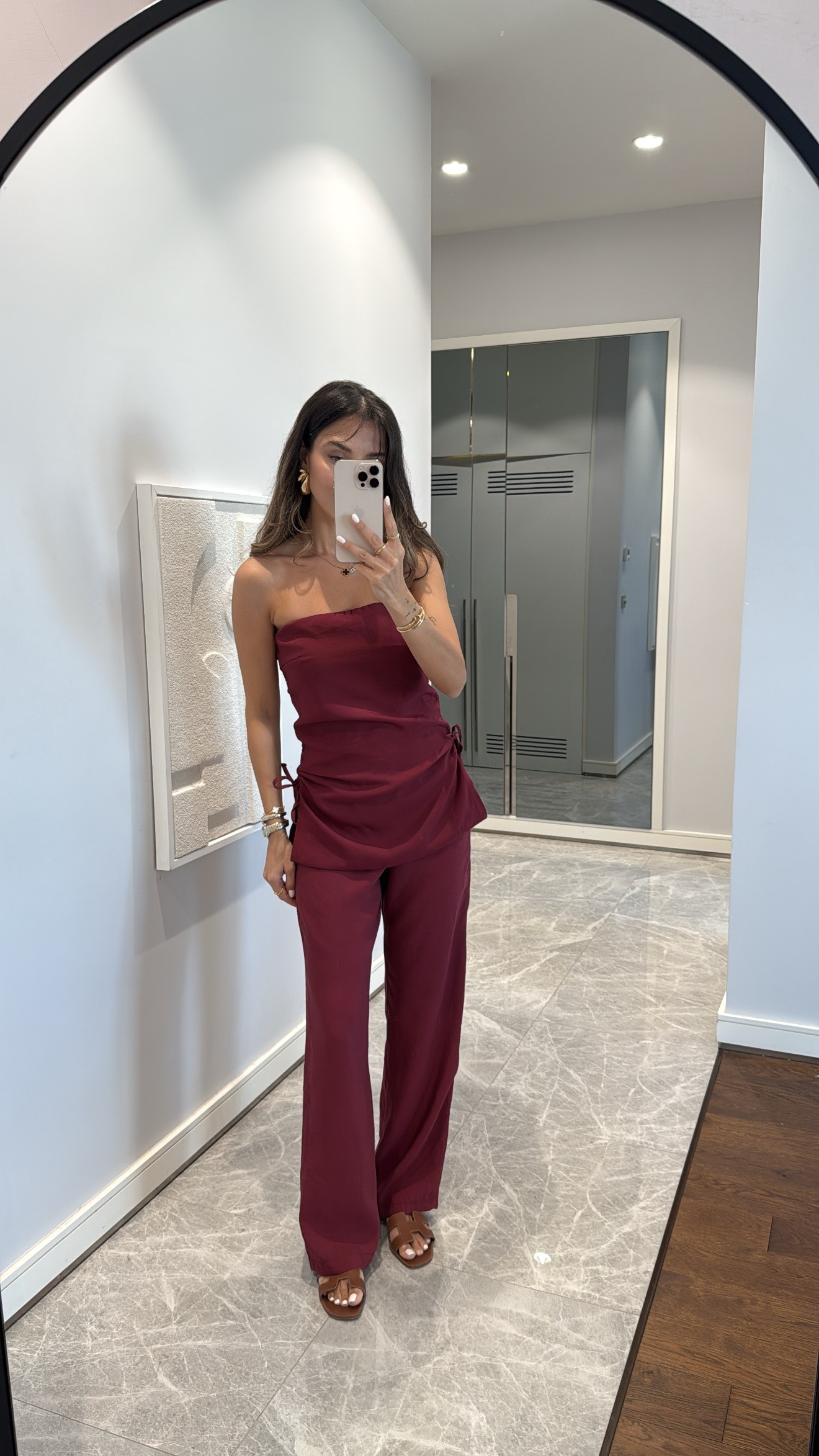 STRAPLEZ BAĞCIK DETAYLI BORDO TAKIM