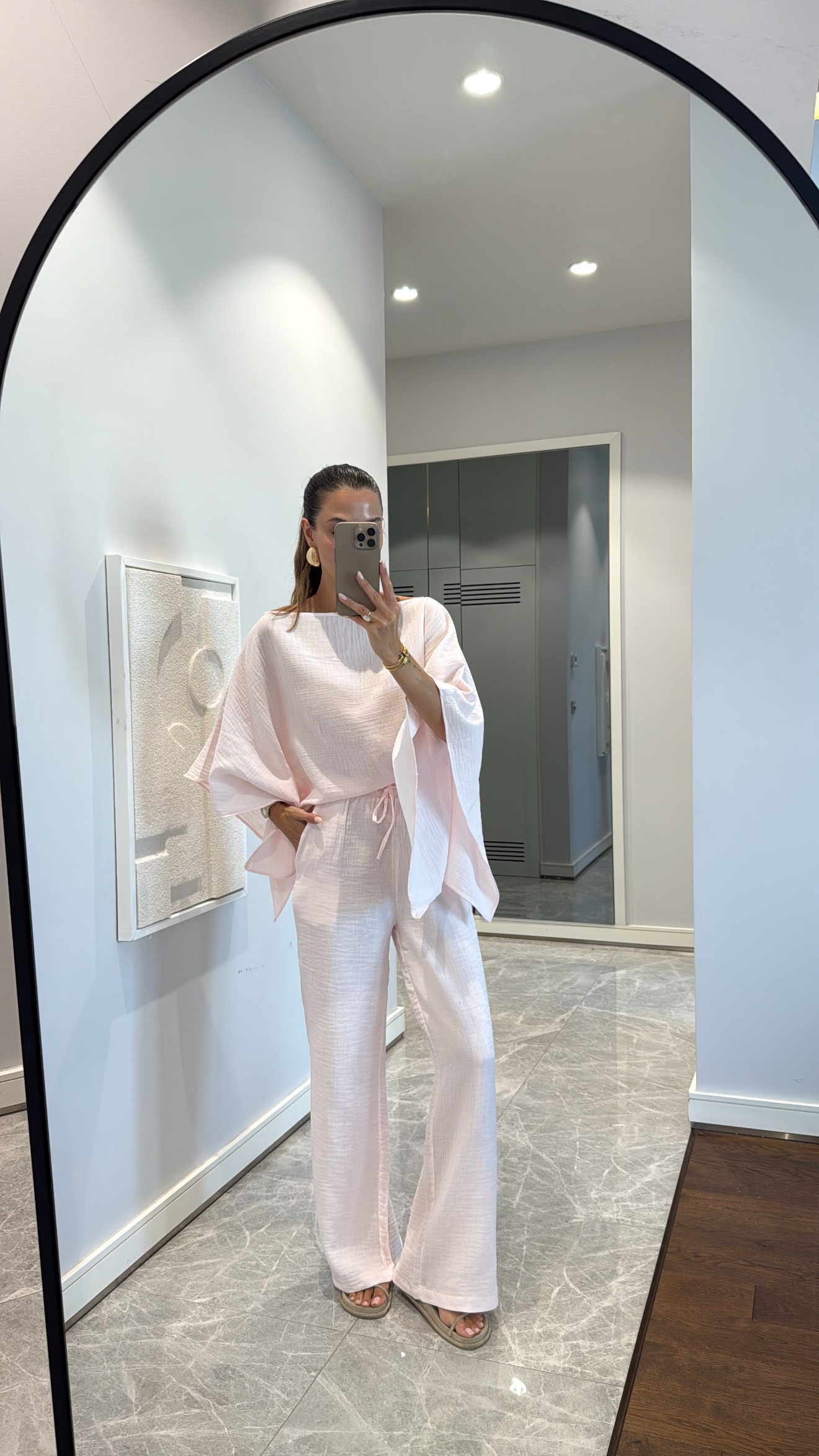 VALON KOL DETAYLI PANTOLON TAKIM - AÇIK PEMBE