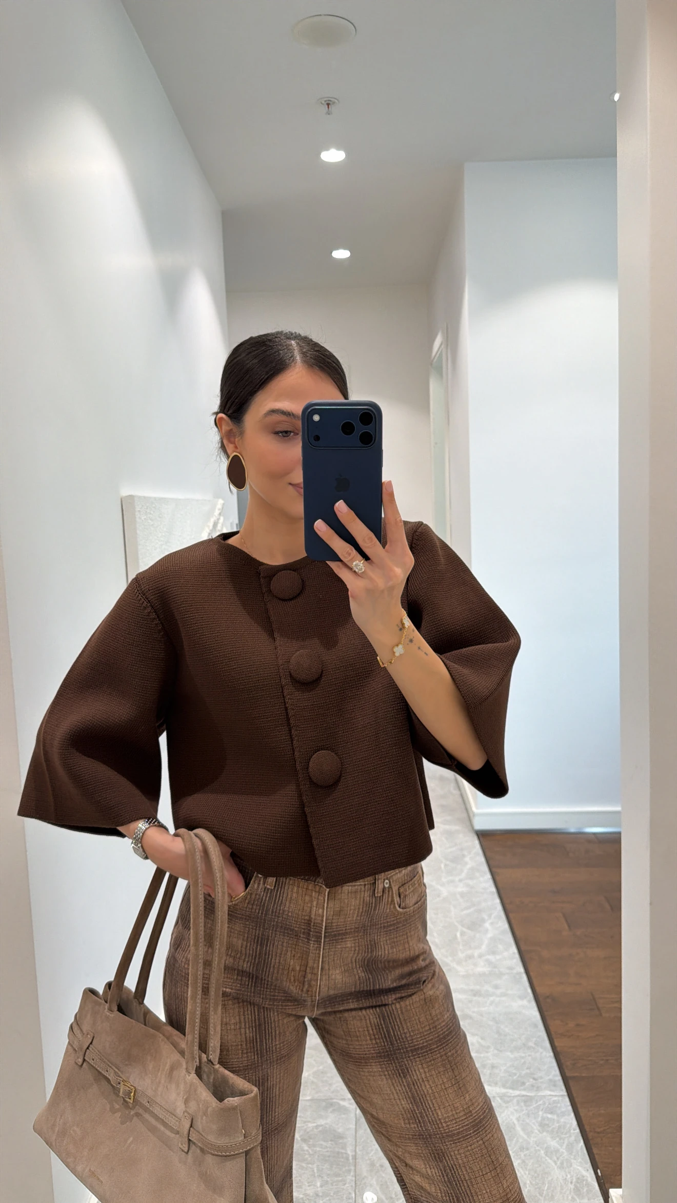 KAHVERENGİ BİSİKLET YAKA TRİKO HIRKA 