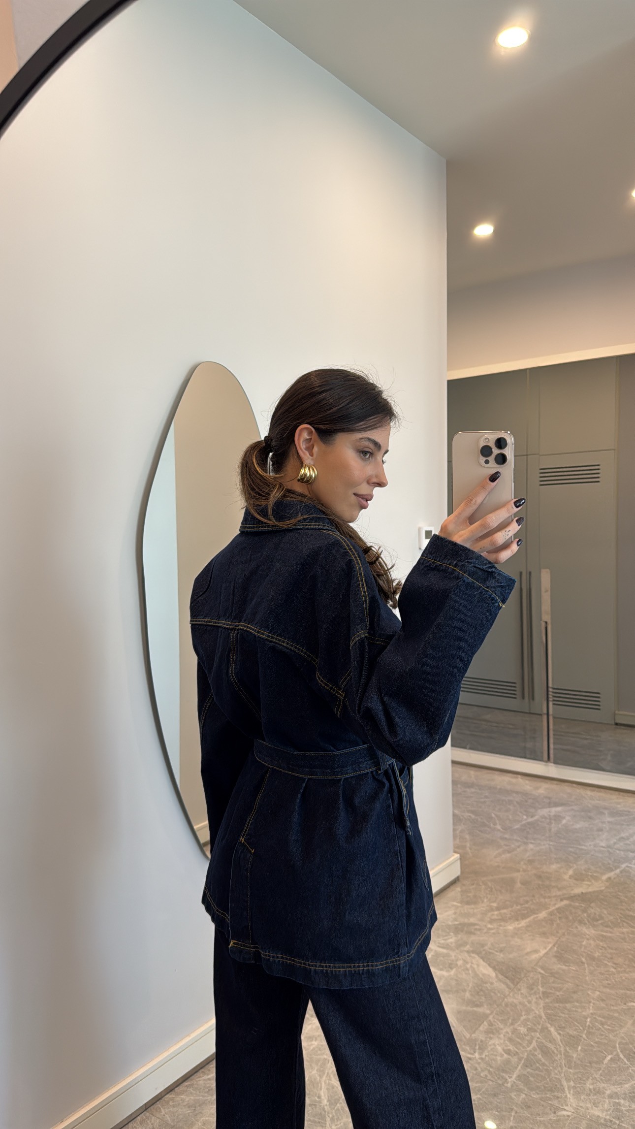 Beli Kuşaklı Denim Ceket
