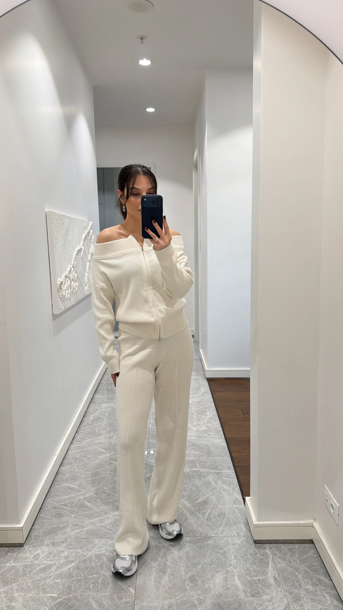 MADONNA YAKA ÇİFT FERMUARLI TRİKO TAKIM  - EKRU